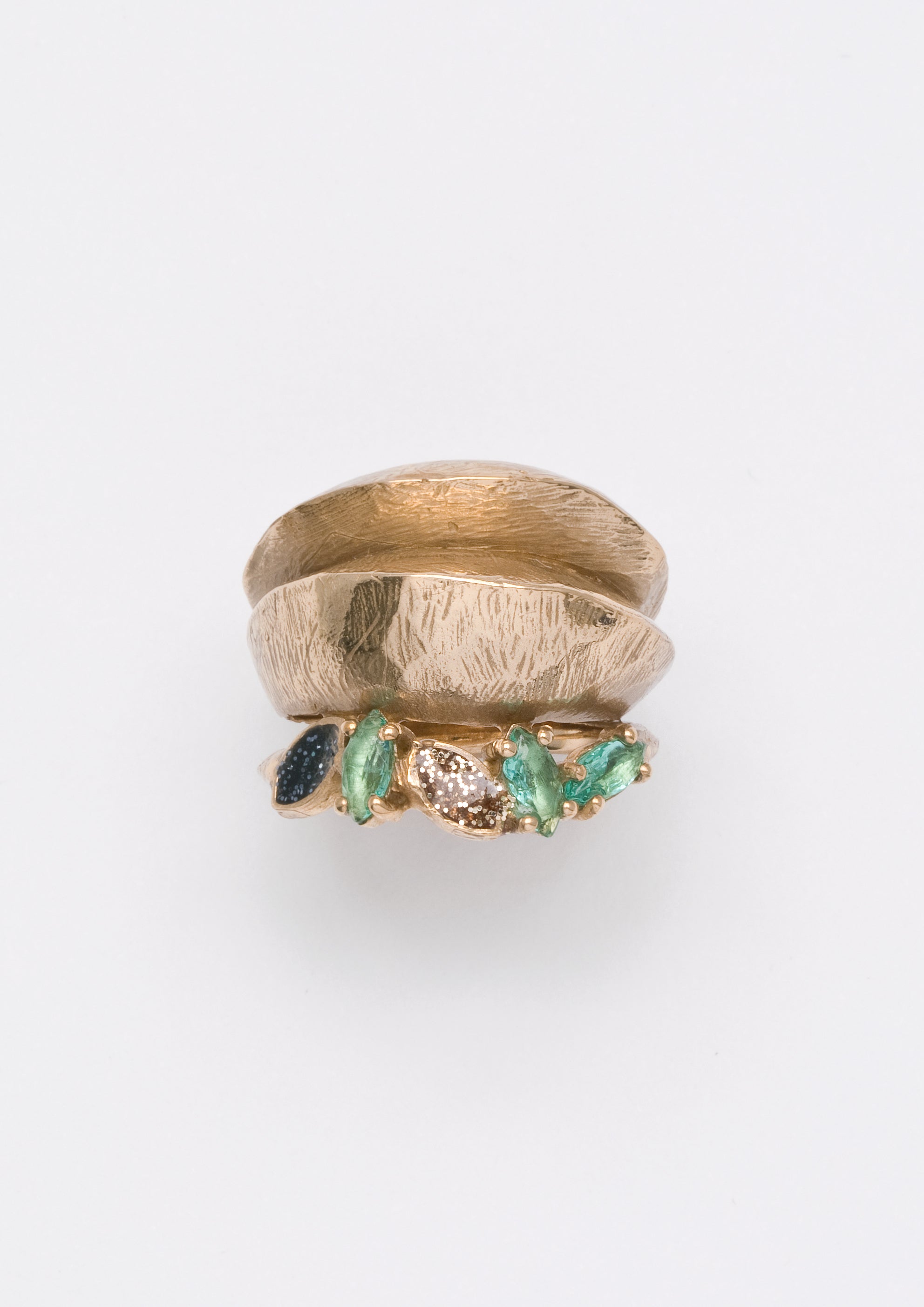 Voodoo Jewels Bold Shapes Silva anello bronzo dorato pietre