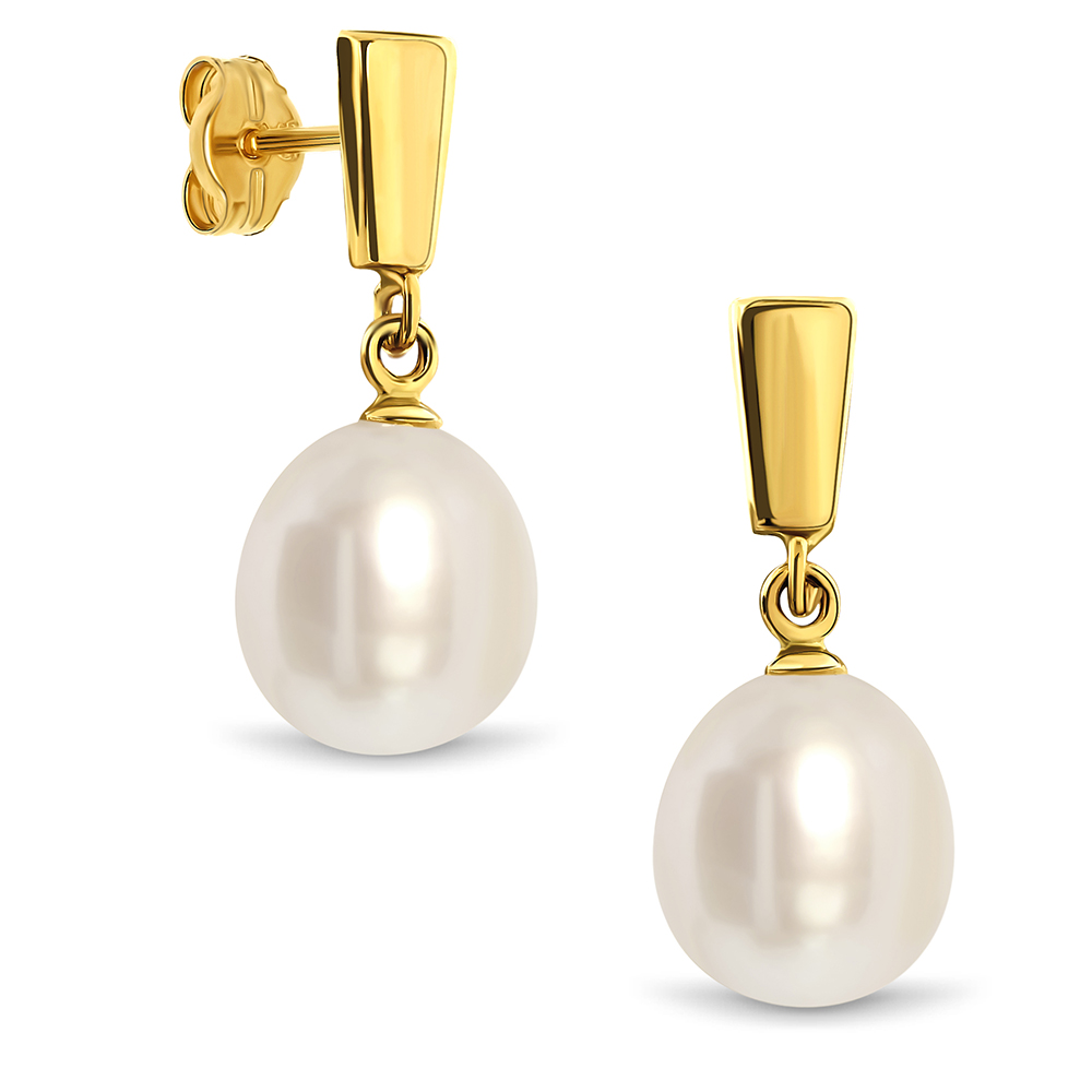 MIORE Earrings Orecchini Oro Giallo 14KT Perla