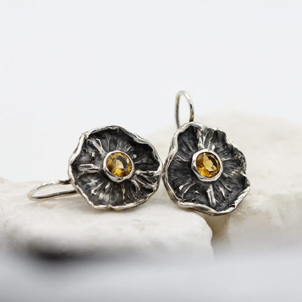 Anna Gioielli Winter Flower orecchini argento 925 quarzo citrino