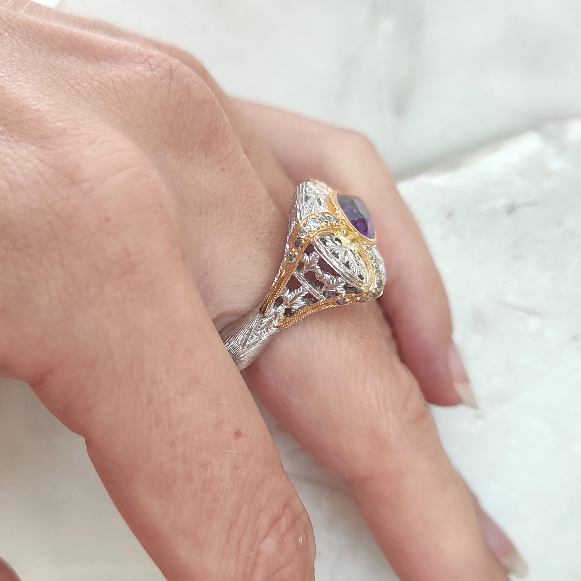 Anna Gioielli Jolly Jewels anello oro ametista diamanti grigi