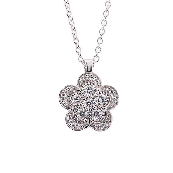 Polello Fiori Collana Fiore oro diamanti