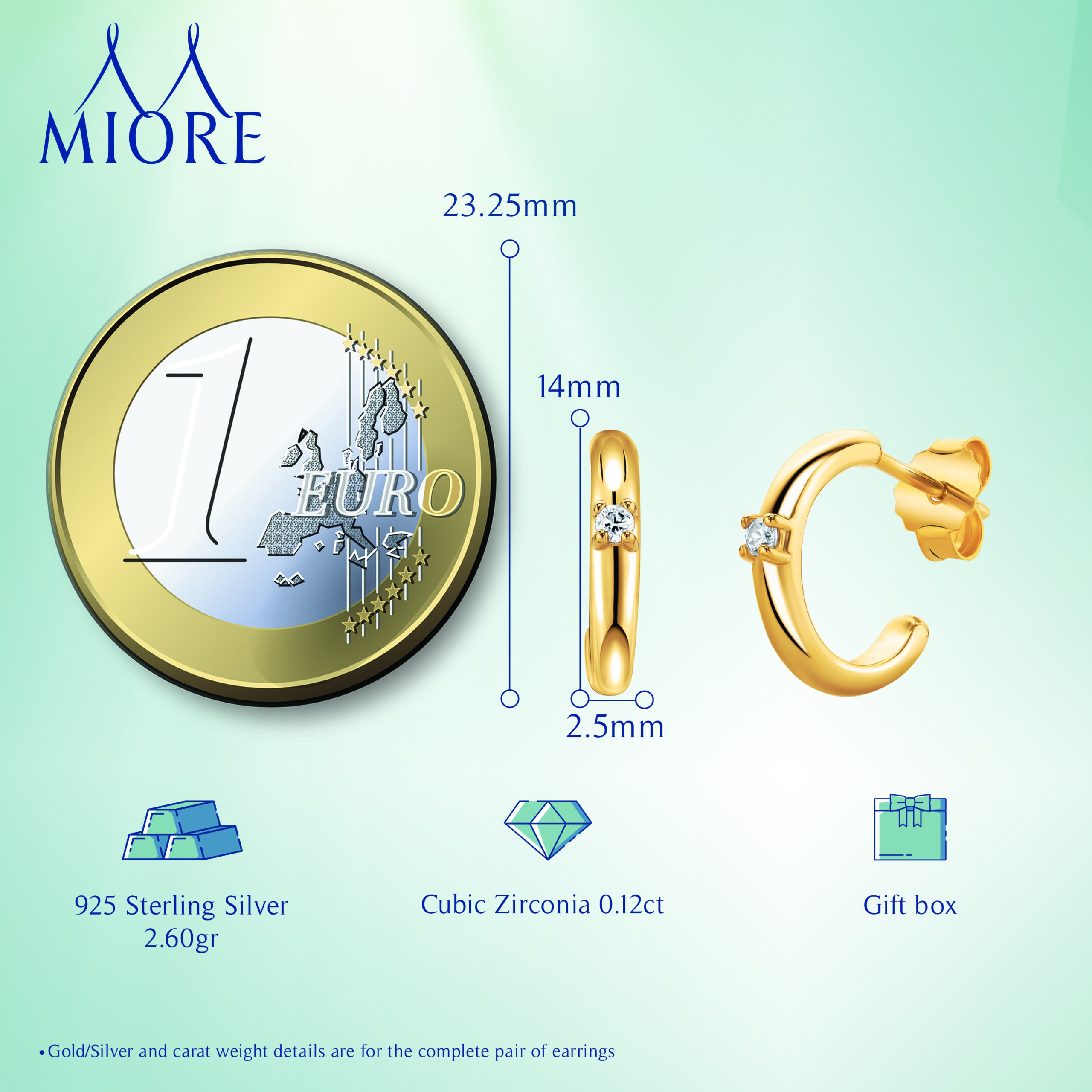 Miore Earrings orecchini argento 925 zirconia placcati oro