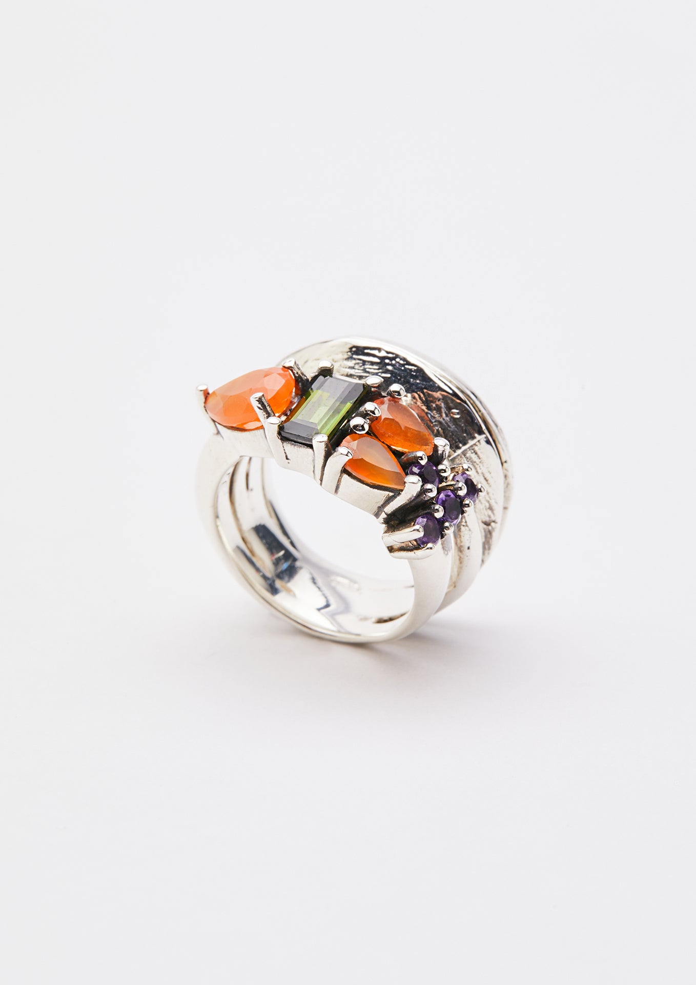 Voodoo Jewels Bold Shapes Nie anello argento corniola tormalina