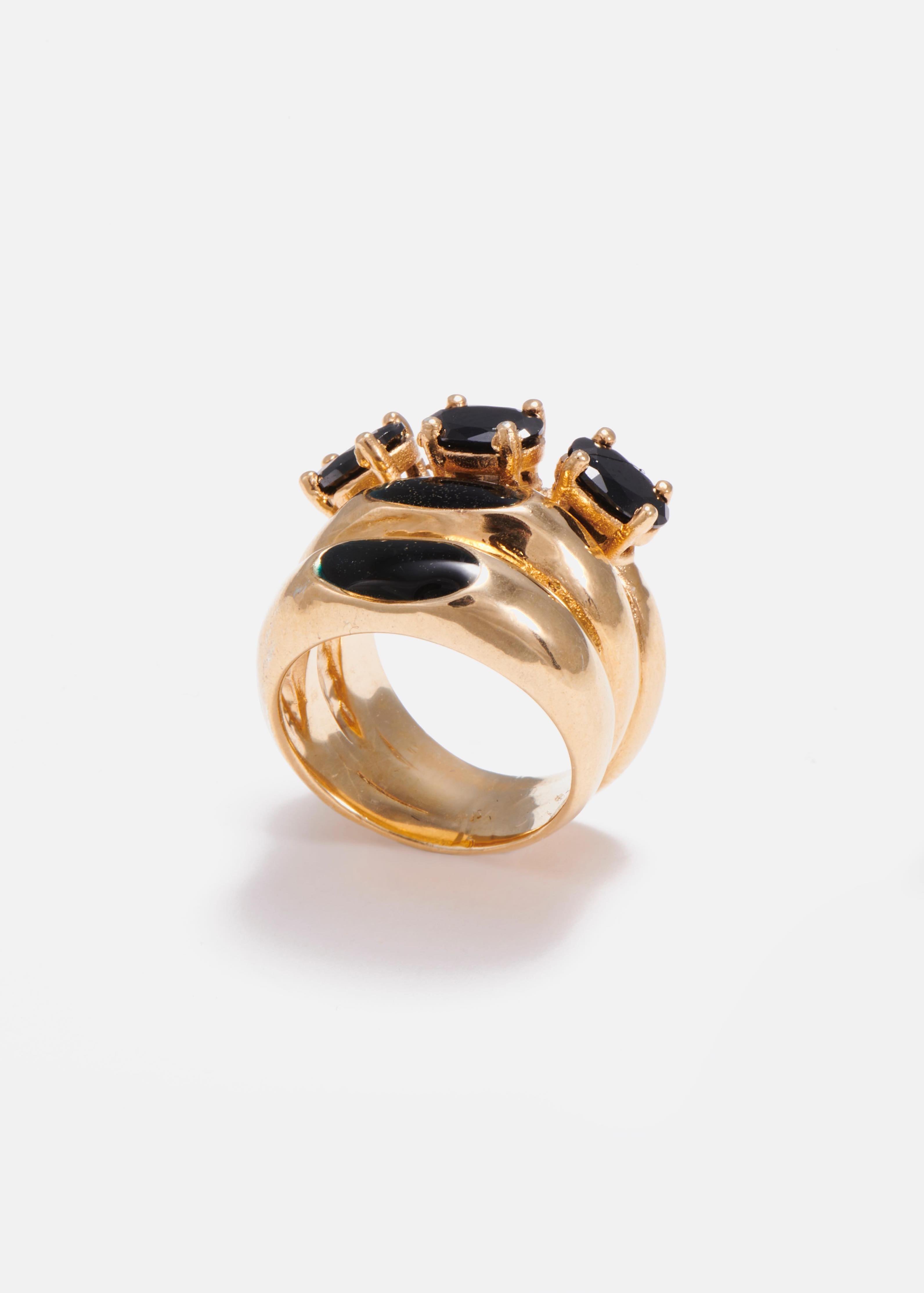 Voodoo Jewels Bold Shapes Black Carhun anello oro pietre nere