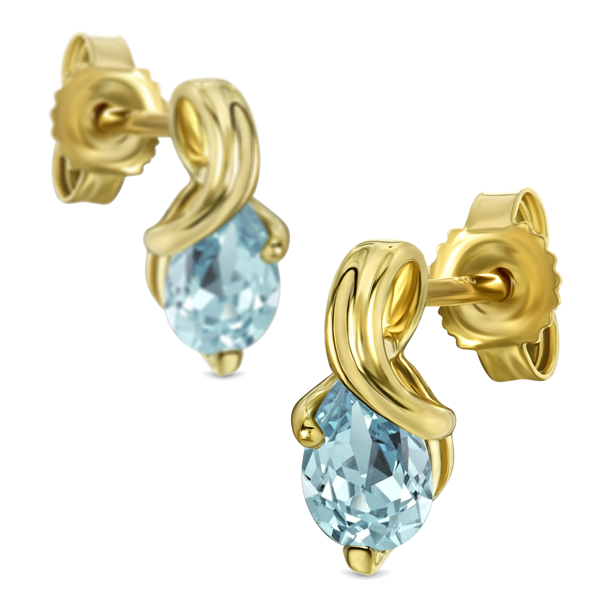 Miore Orecchini Oro Giallo 9Kt con Acquamarina