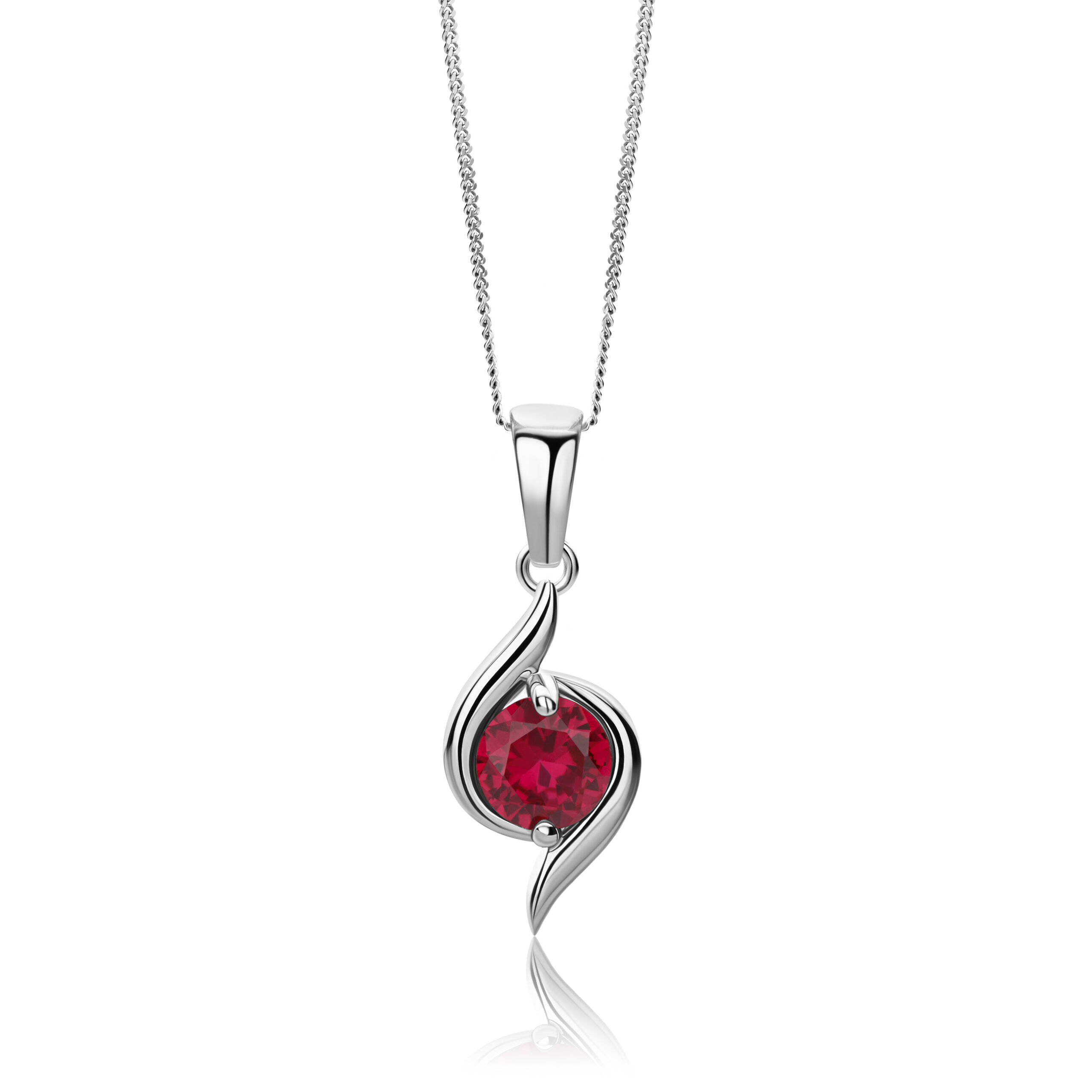Miore Collana Oro Bianco 9Kt Rubino Creato