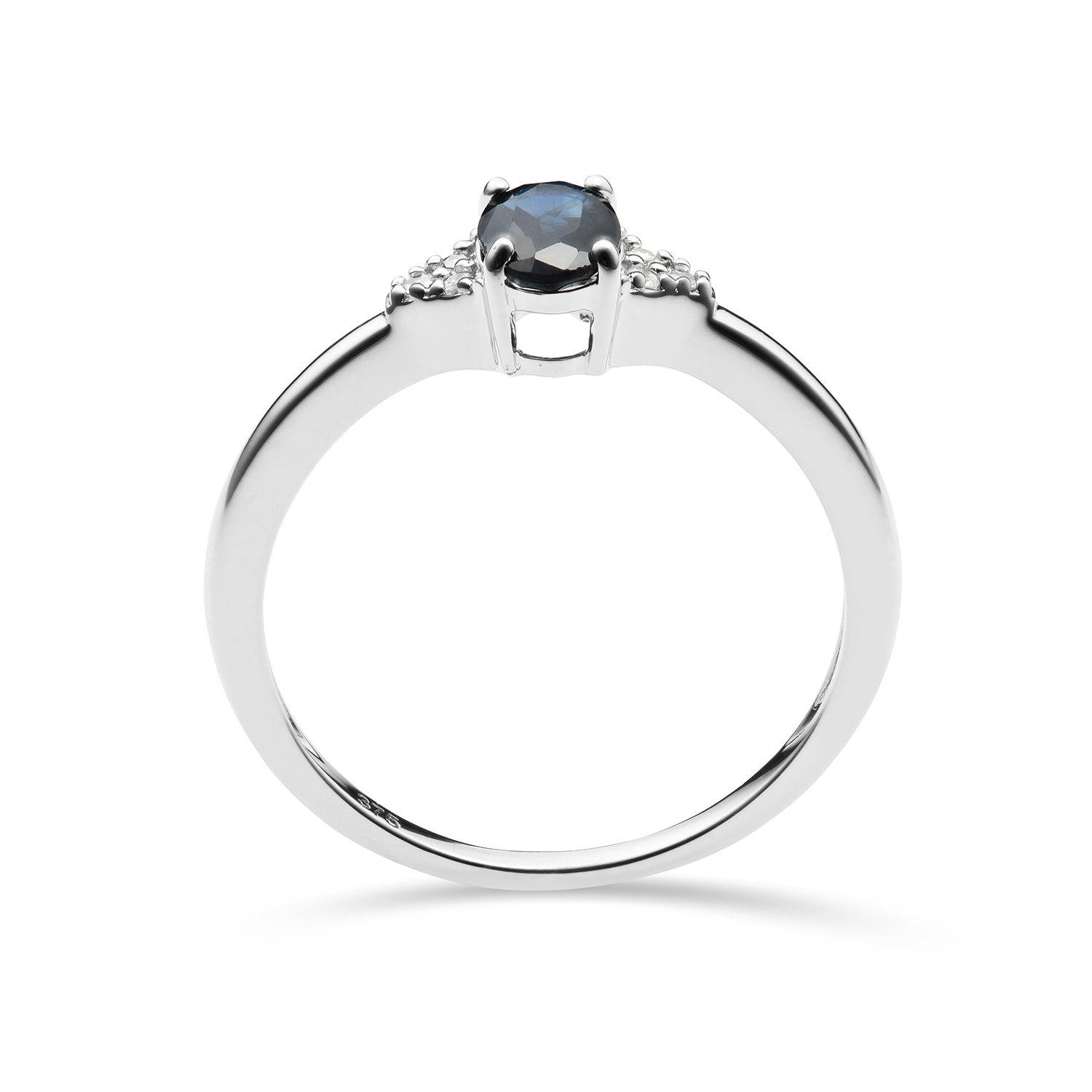 Miore Anello Oro Bianco 9KT Zaffiro Naturale