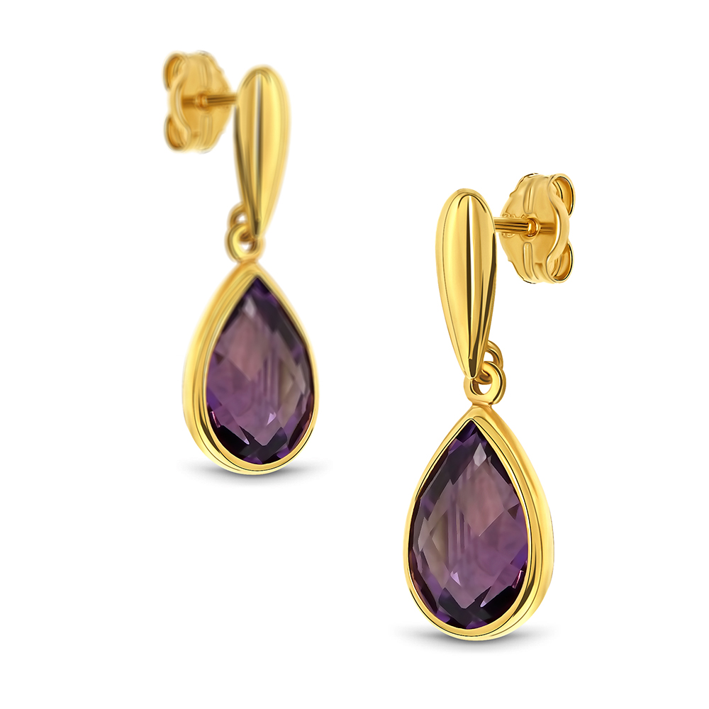 Miore Earrings Orecchini Oro Giallo 14Kt Ametista