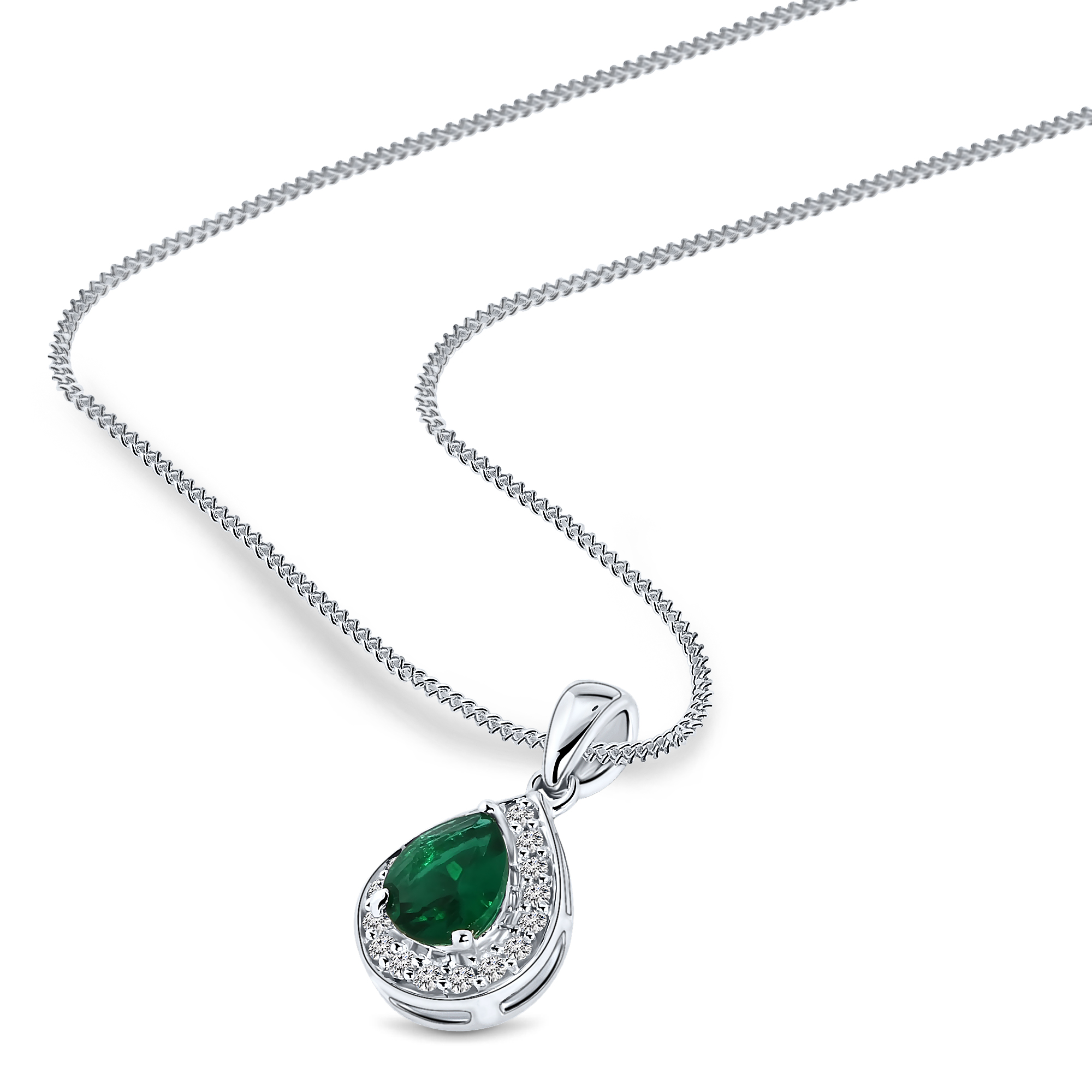 Miore Necklace collana oro bianco 375 smeraldo verde