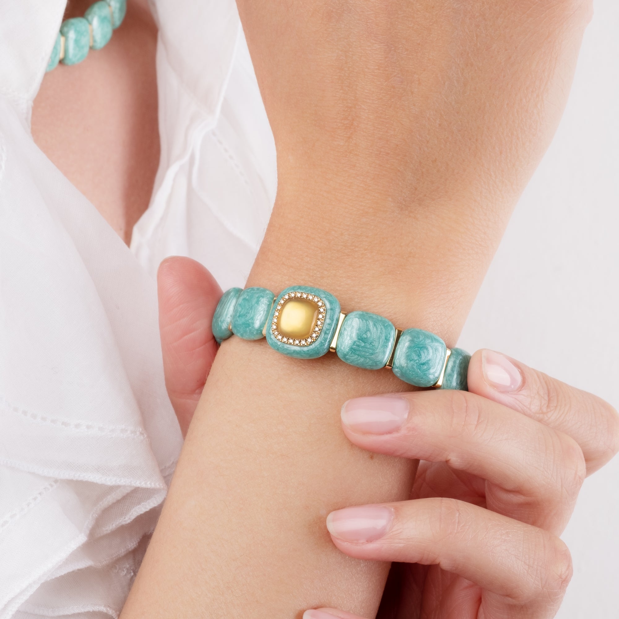 Noi Gioielli Firenze 1873 Mistica bracciale oro citrino smalto verde