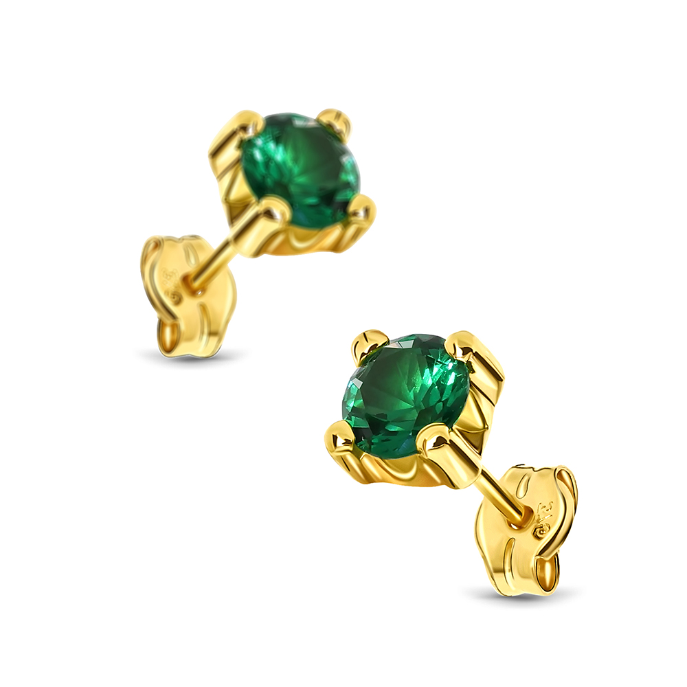 Miore Orecchini Oro Giallo 9Kt Smeraldo Creato