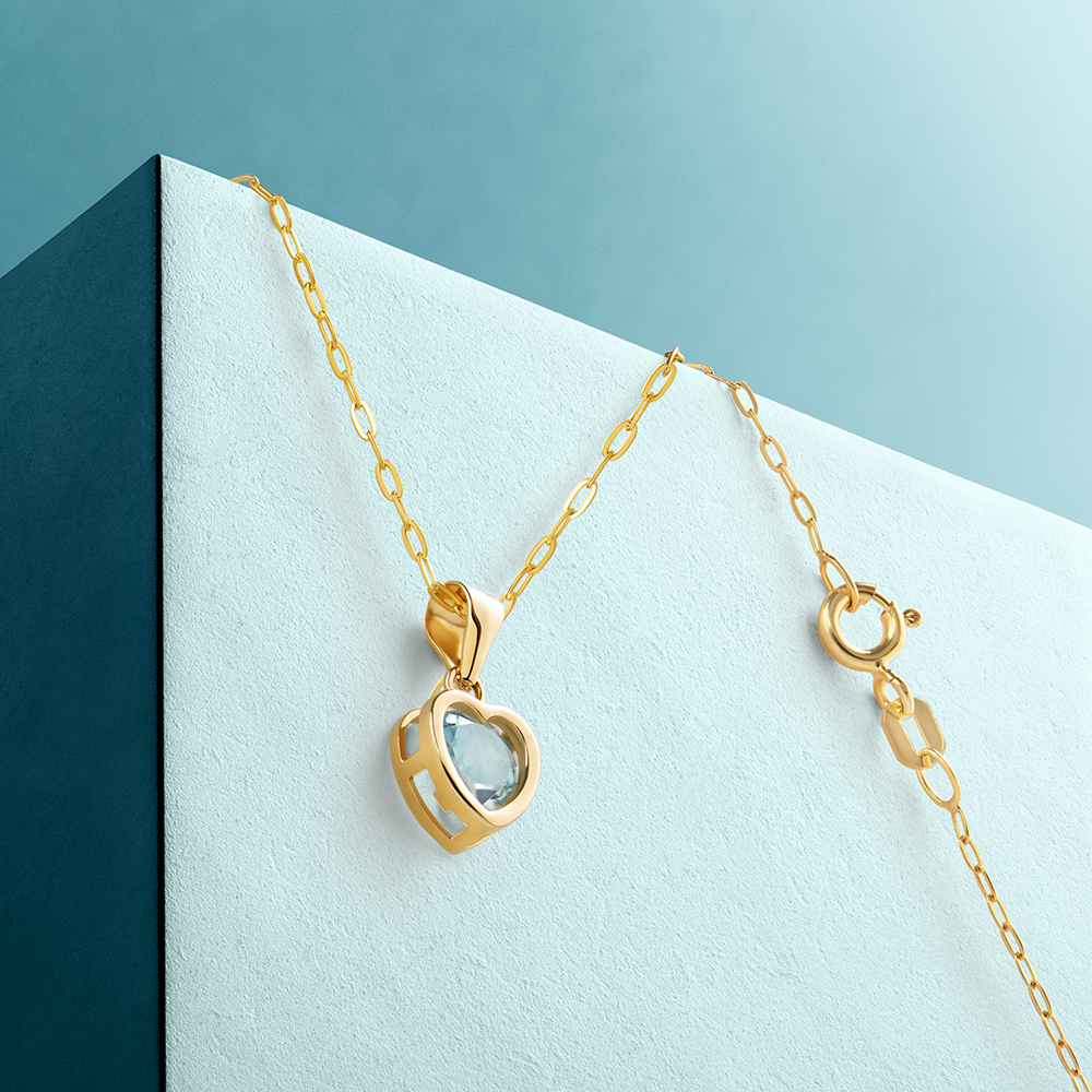 Miore Collana Oro Giallo 9KT Topazio Blu