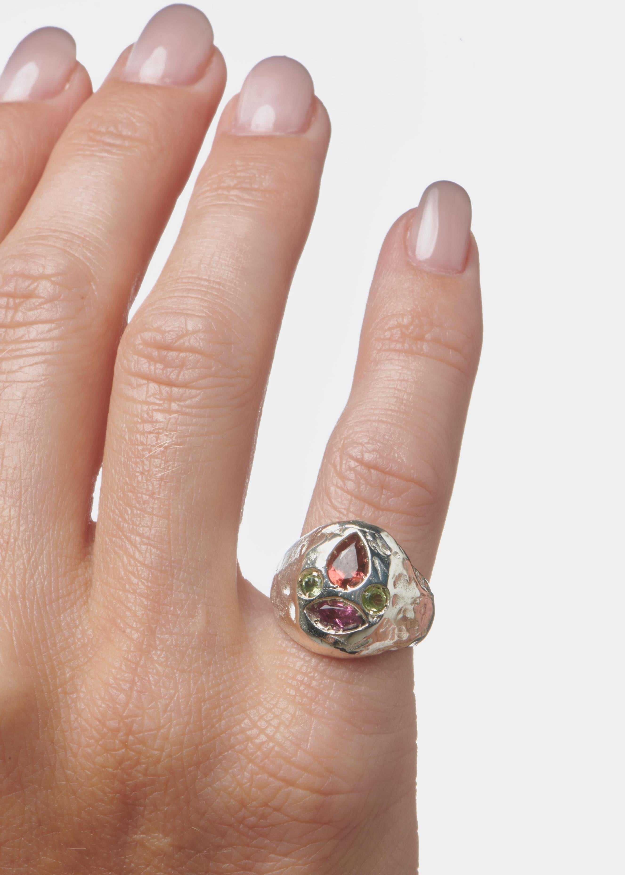 Voodoo Jewels Bold Shapes Ahome anello argento pietre naturali
