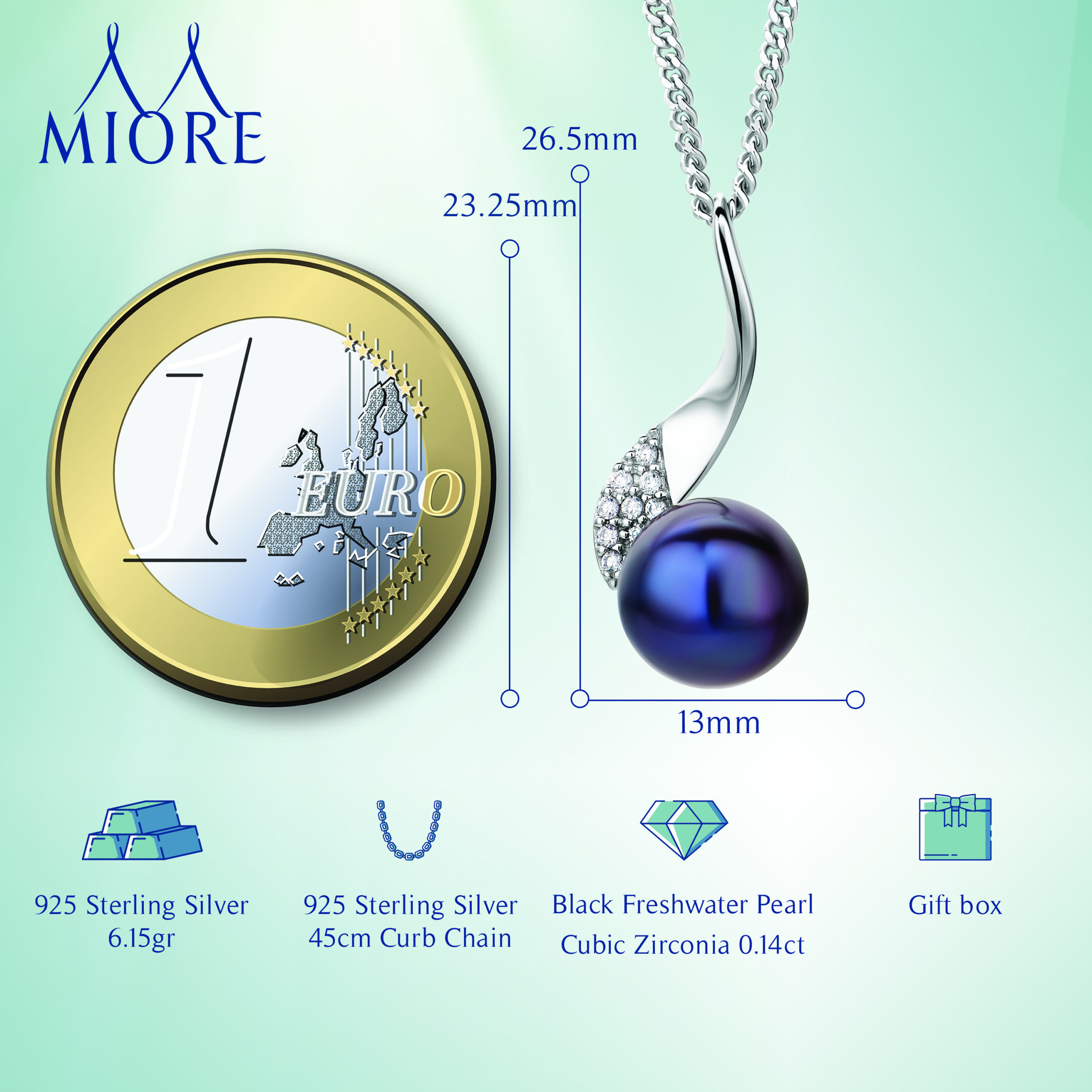 Miore Collana Perle Zirconi Argento 925