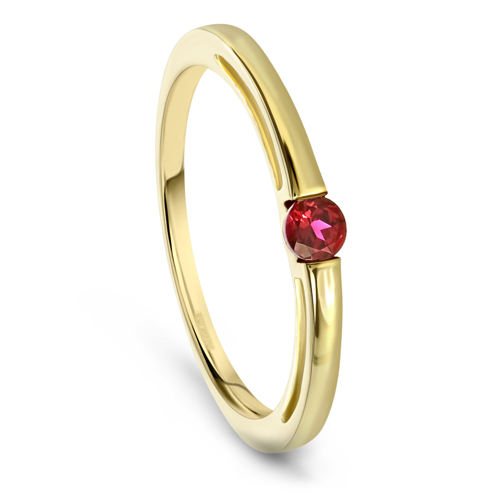 Miore Anello Oro Giallo 14KT Rubino Creato