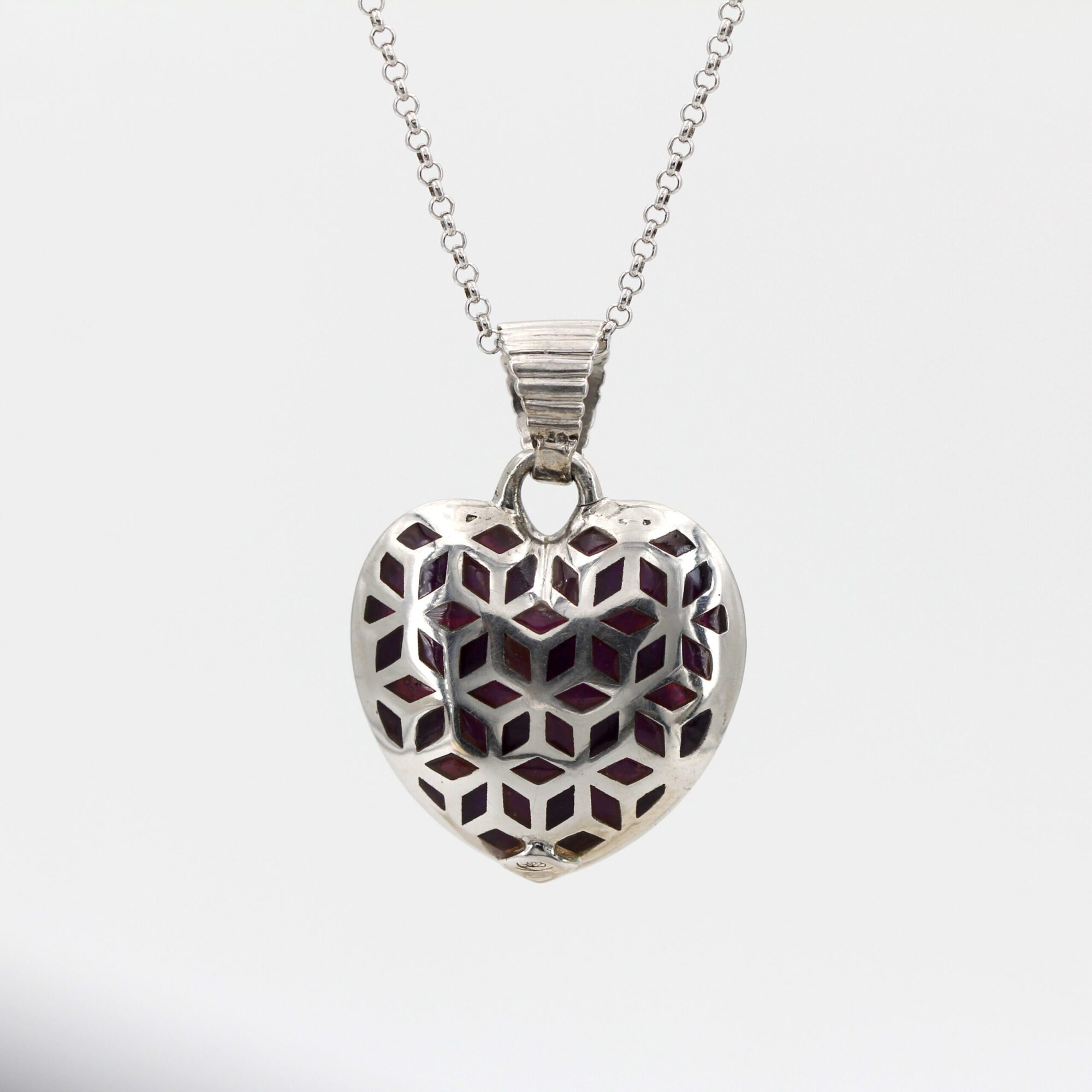 Anna Gioielli Pendenti cuore argento smalto bordeaux catena