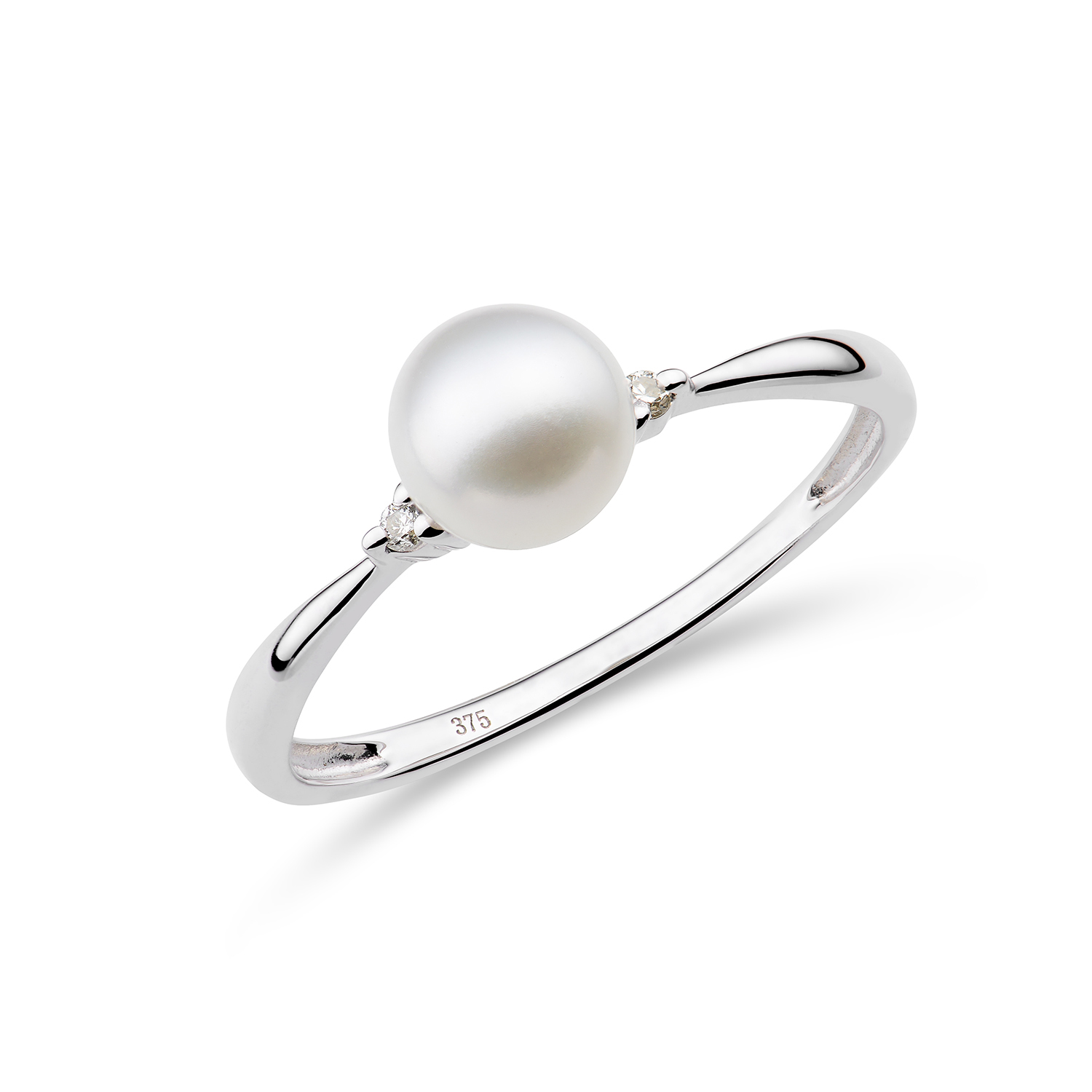 MIORE Anello Oro Bianco 375 Perla d'Acqua Dolce