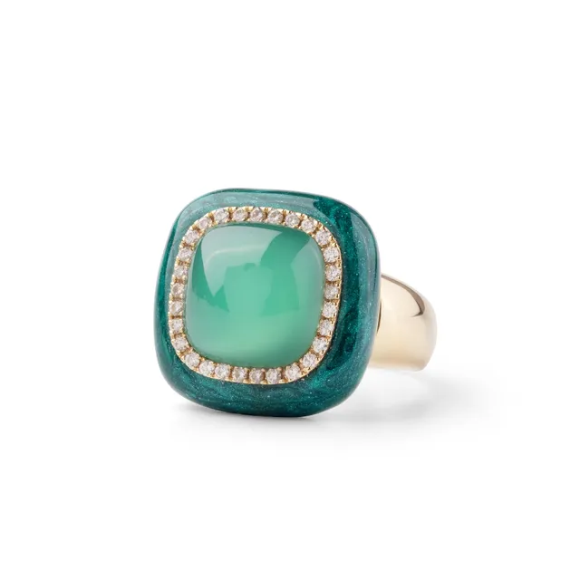 Noi Gioielli Firenze 1873 Mistica anello oro giallo agata verde 0,20 ct