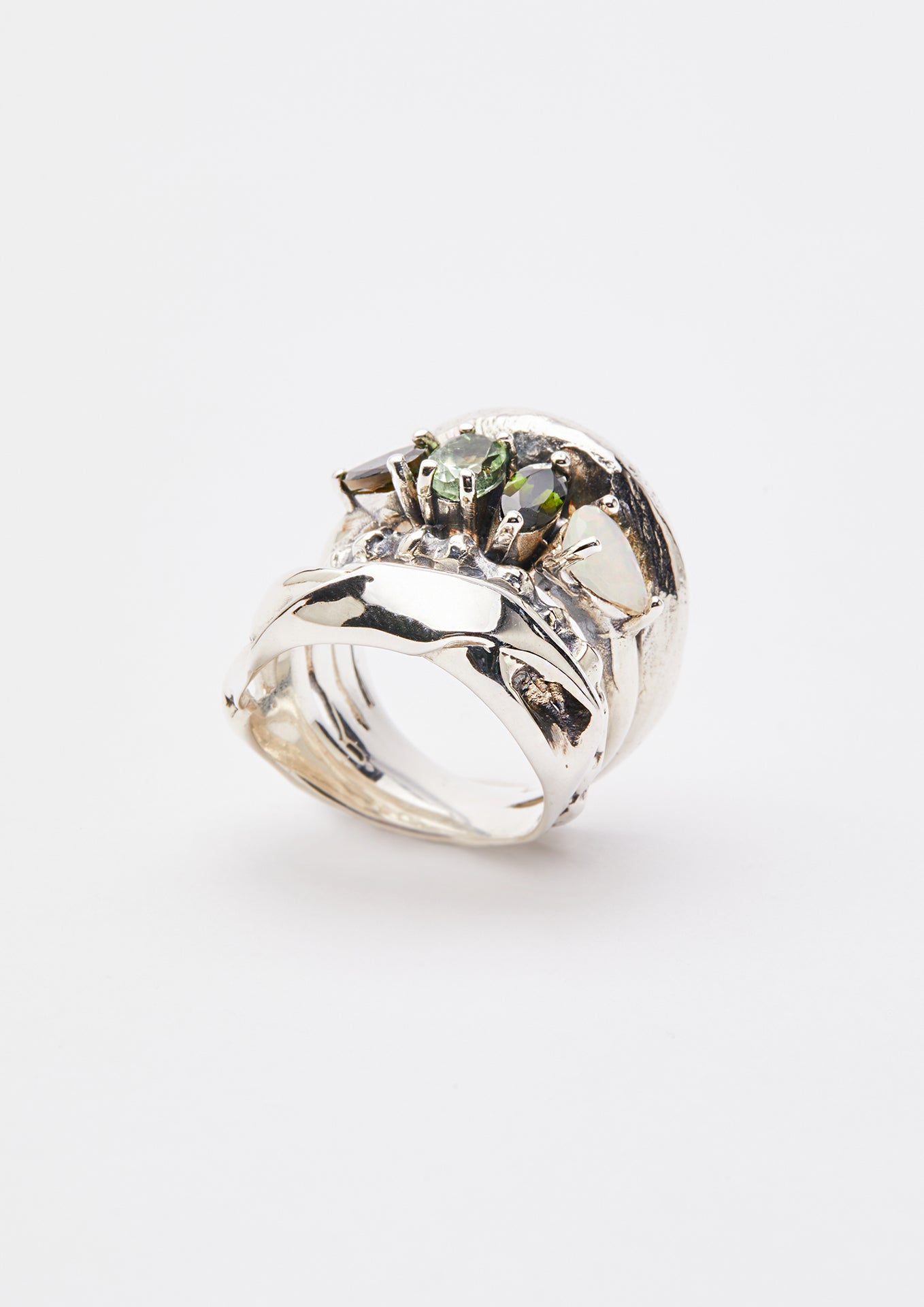 Voodoo Jewels Bold Shapes Nake Anello Argento Opale Tormaline