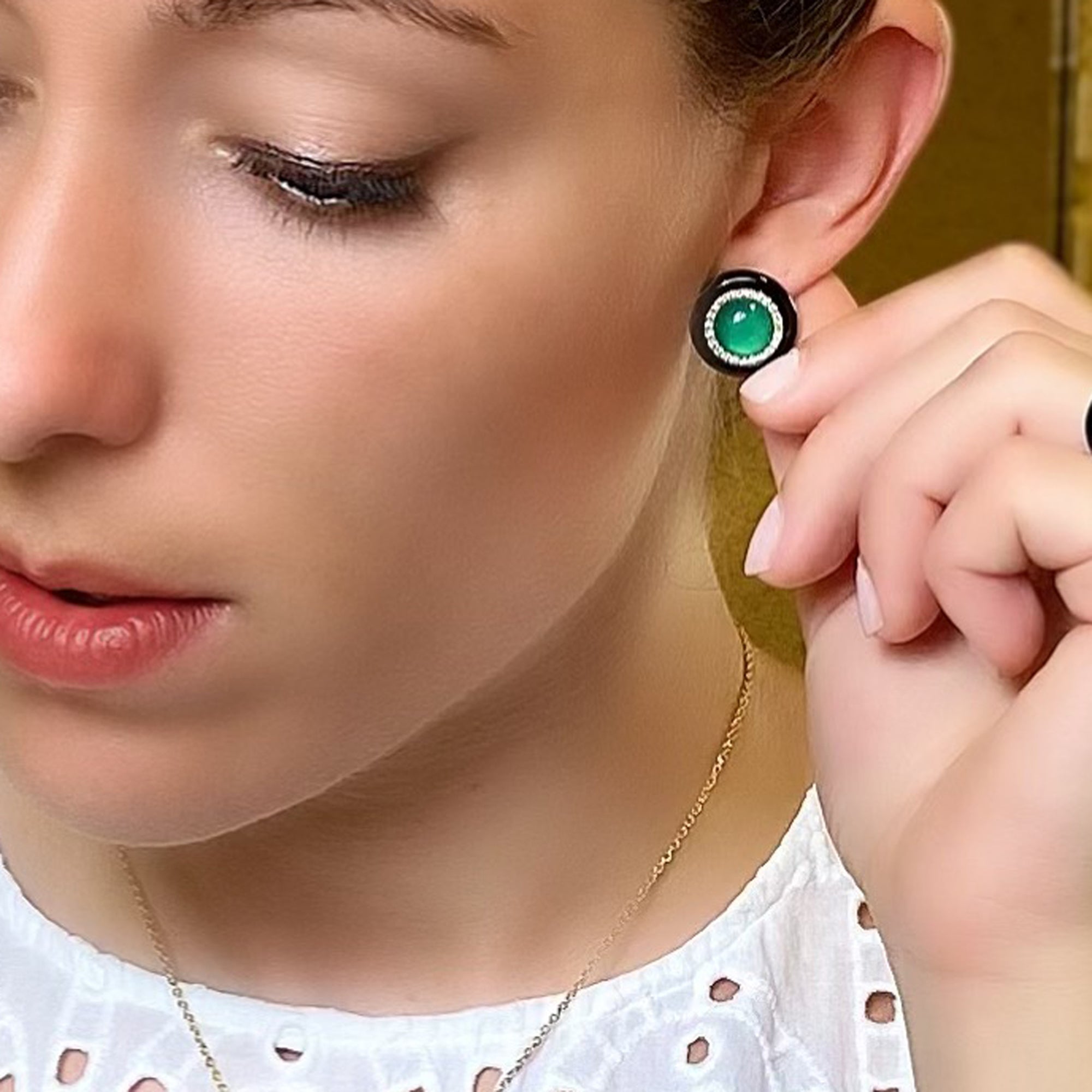 Noi Gioielli Firenze 1873 Mistica orecchini oro giallo agata onice 0,40 ct