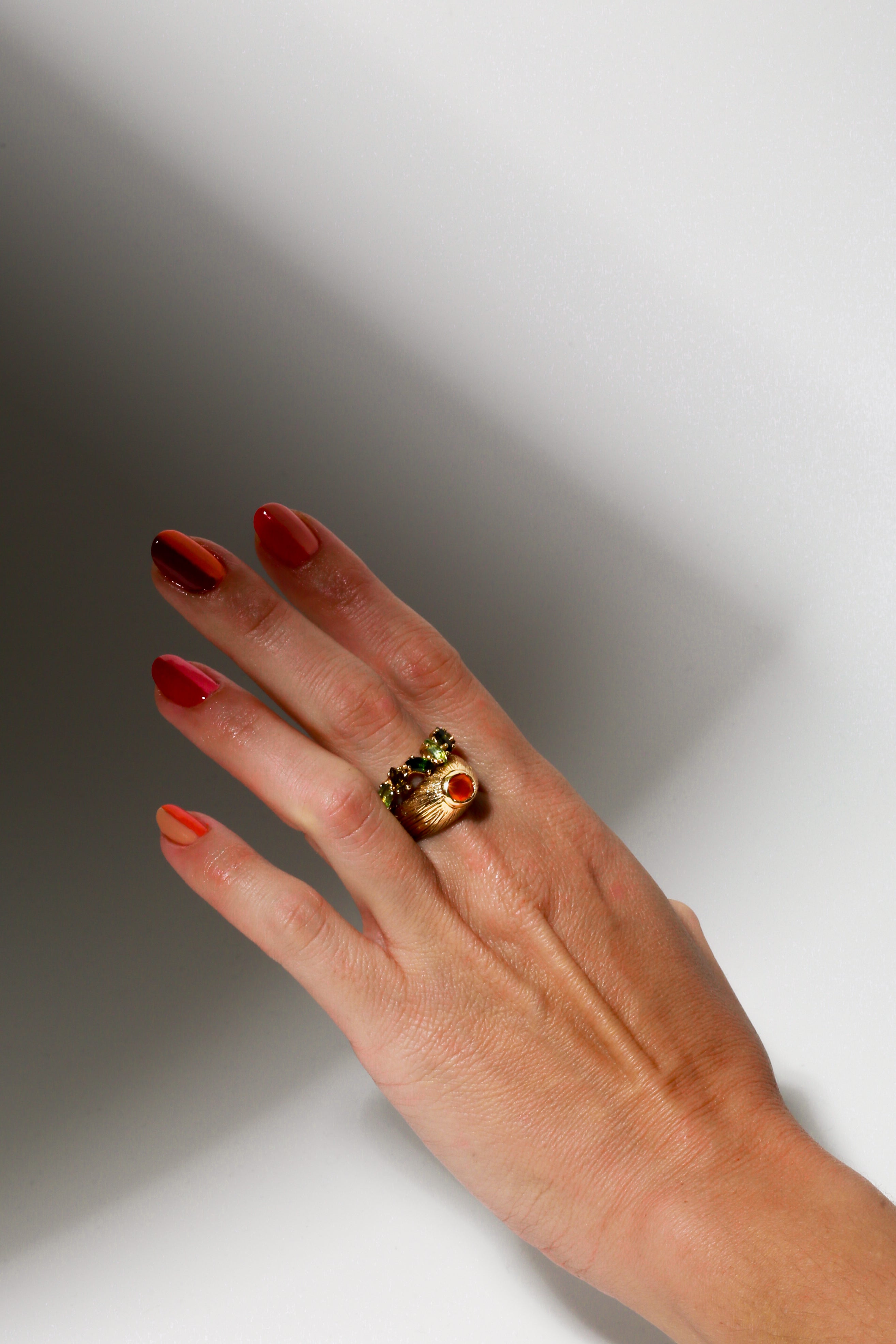 Voodoo Jewels Bold Shapes Ogoun anello corniola tormaline