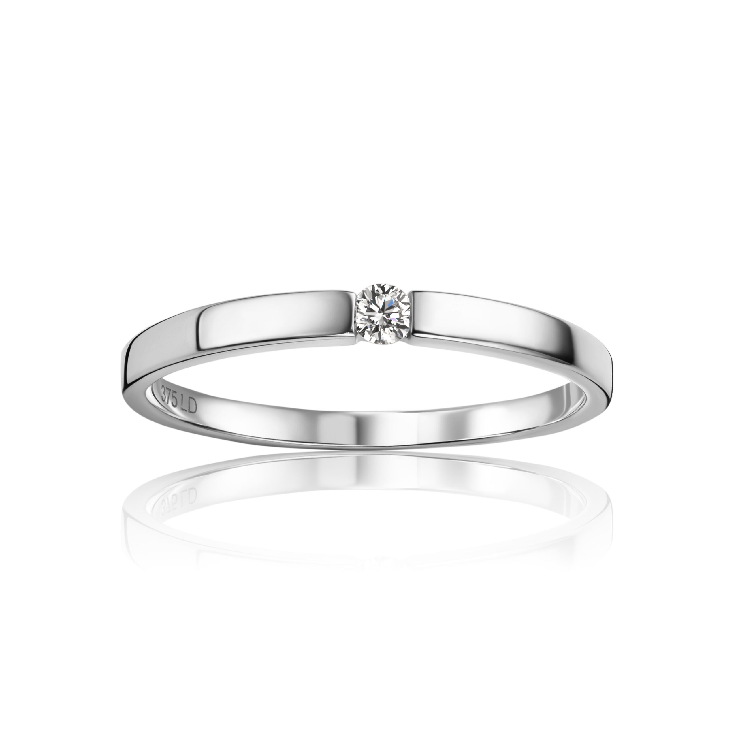 Miore Anello Oro Bianco 9Kt 375 Donna