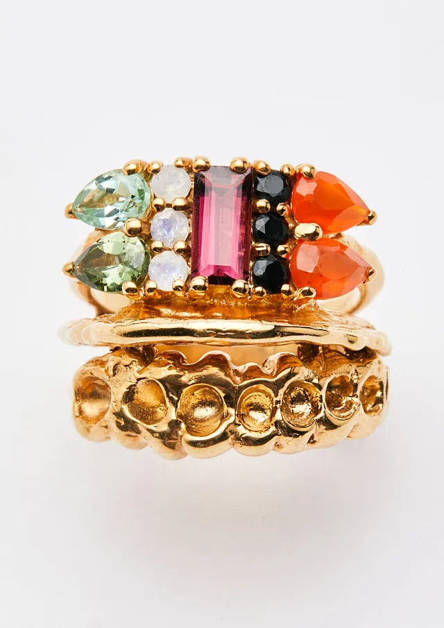 Voodoo Jewels Bold Shapes Loa Anello Argento Tormalina