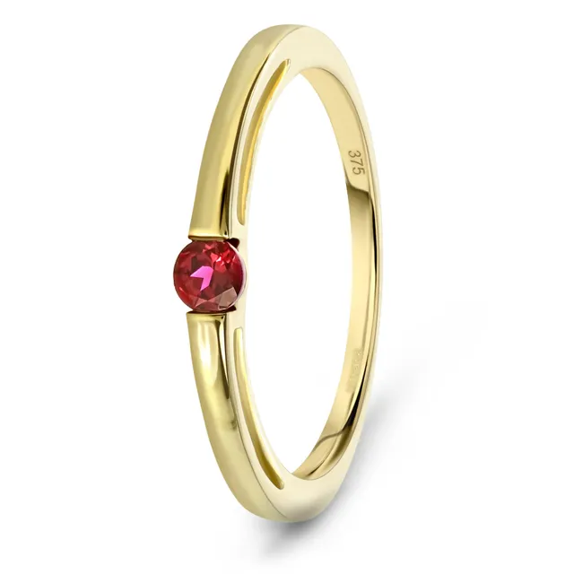 Miore Ring anello oro giallo 9kt rubino creato