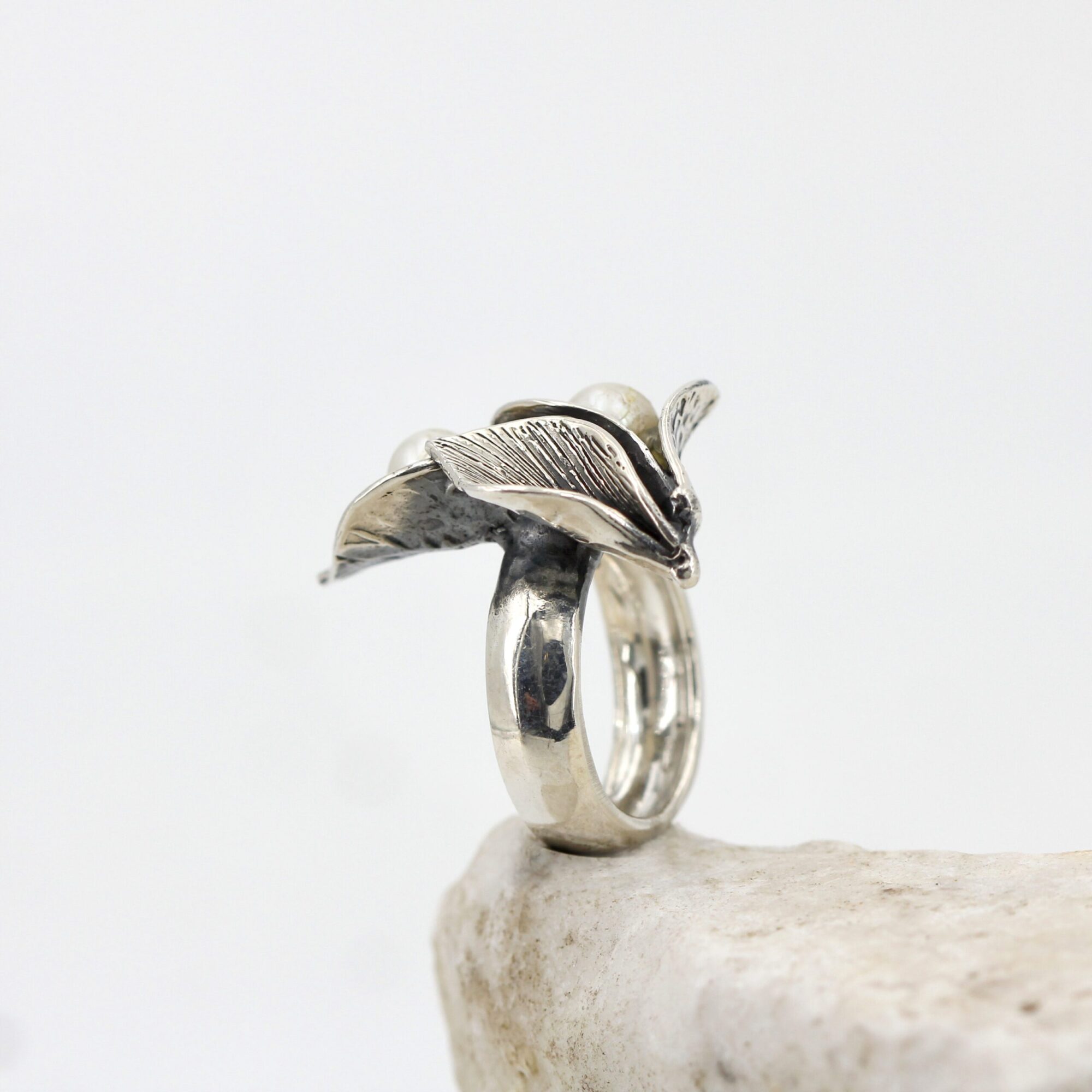 Anna Gioielli Anelli Anello Tre Calle Argento Perle Acqua Dolce