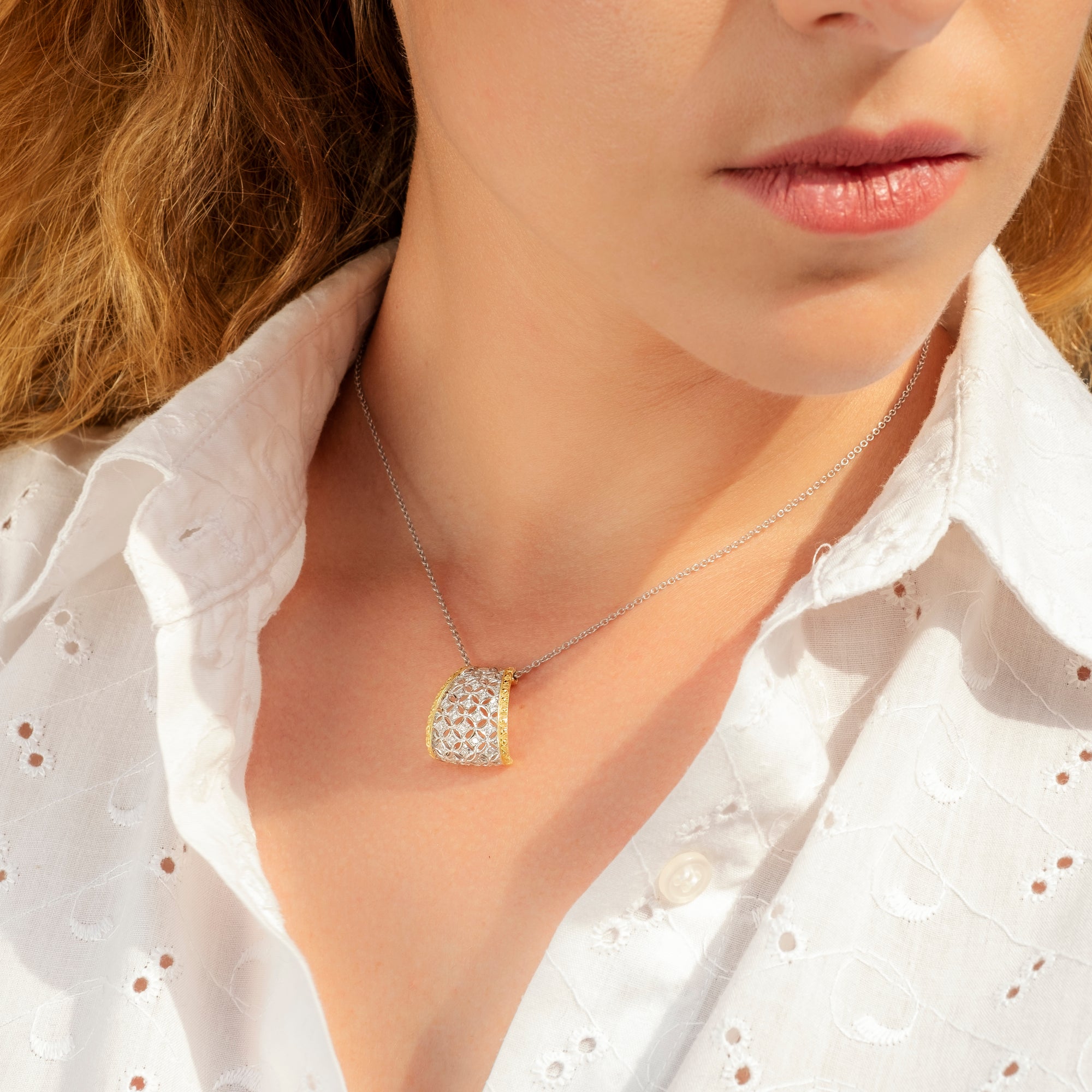 Noi Gioielli Firenze 1873 Ornato collana oro giallo diamanti 0,30 ct