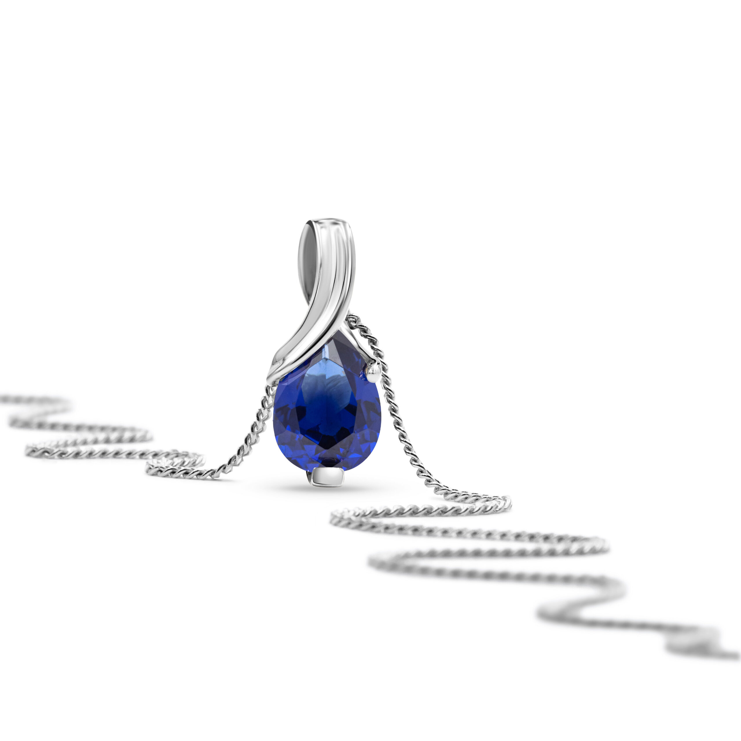 Miore Necklace collana oro bianco 9kt zaffiro creato