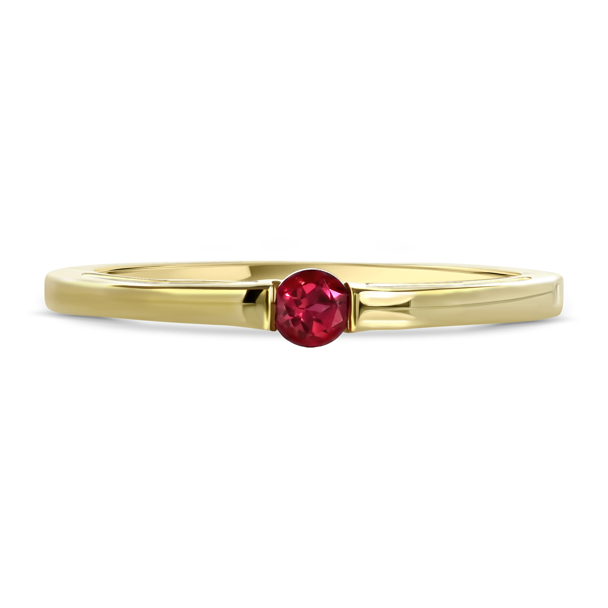 Miore Anello Oro Giallo 14KT Rubino Creato