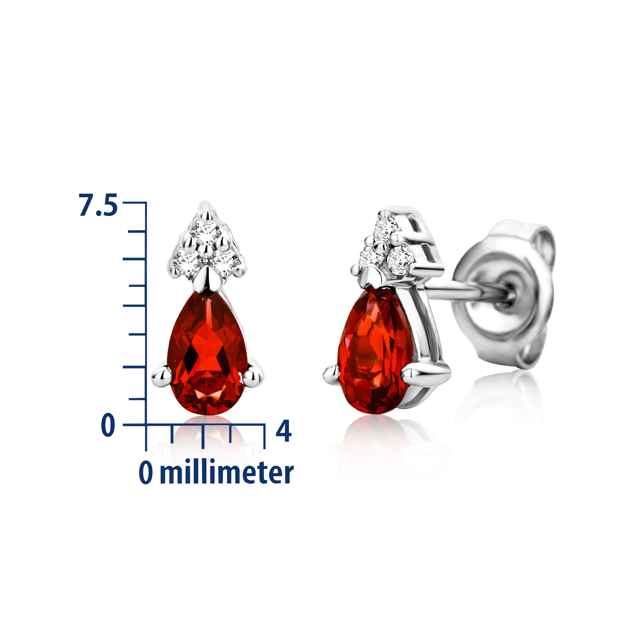 Miore Orecchini Oro Bianco 9Kt Rubino Creato