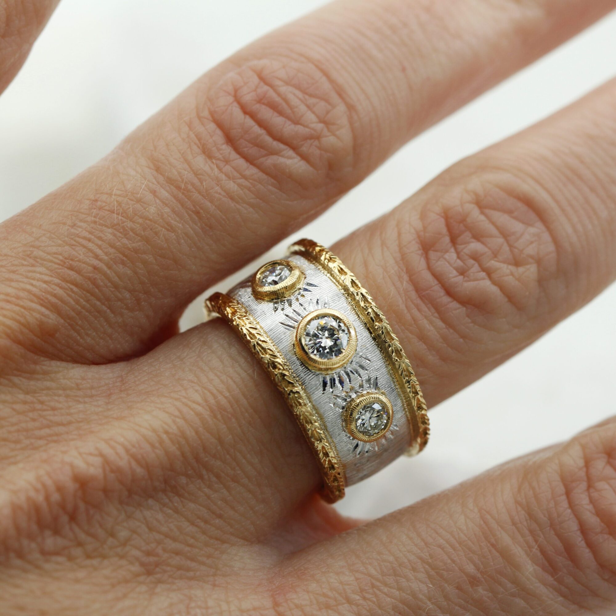 Anna Gioielli Classici anello bicolore oro 3 diamanti 0,50 ct