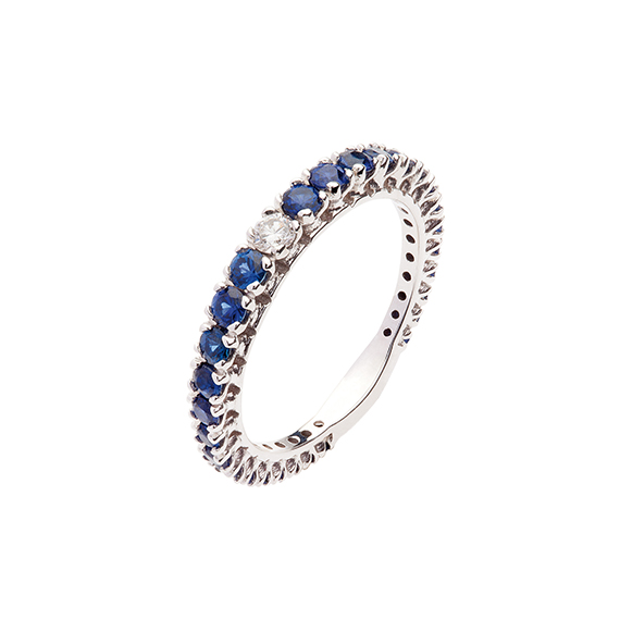 Polello Semipreziosi anello oro zaffiri blu donna