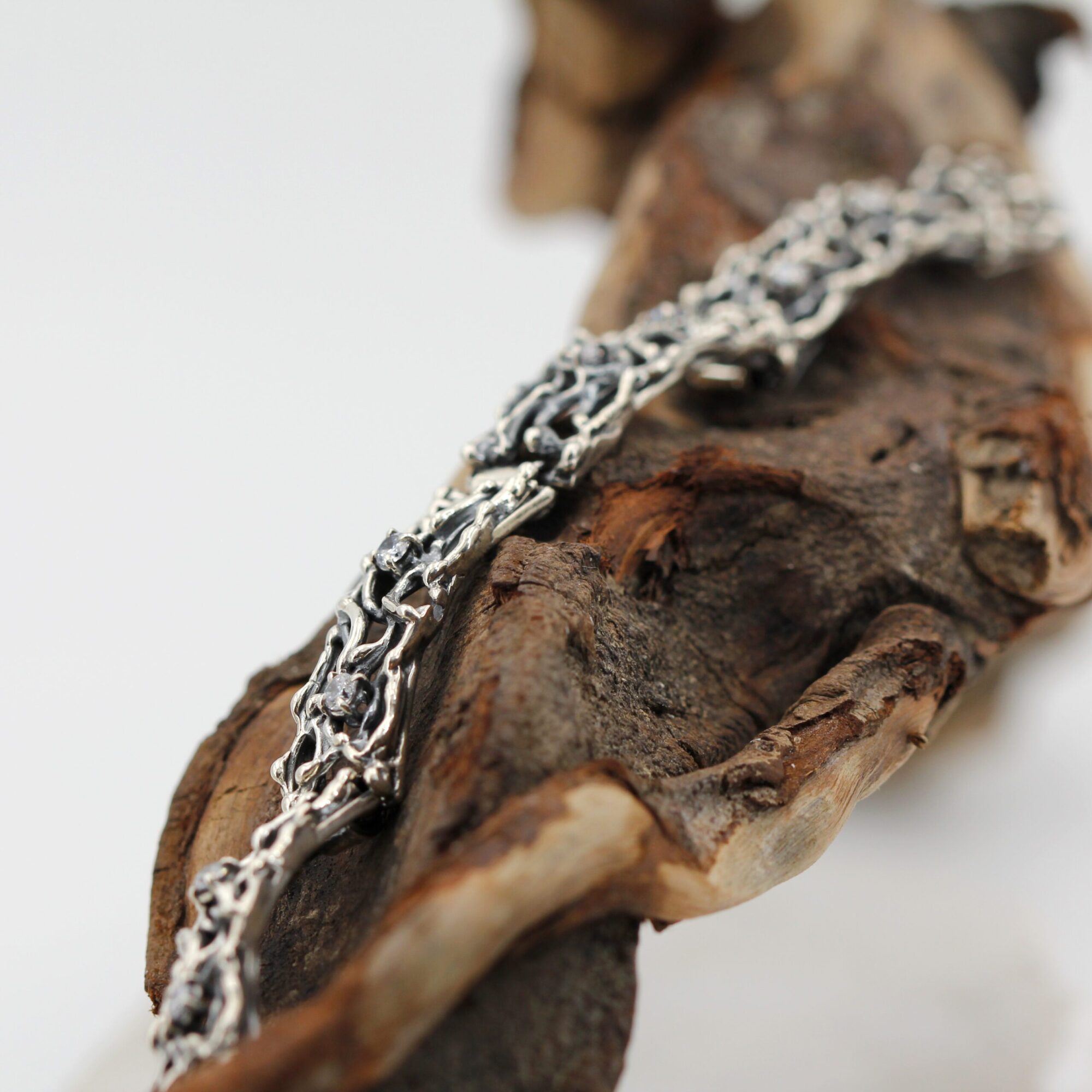 Anna Gioielli Bracciale Argento Semirigido Zirconia Intrecciato 18 cm