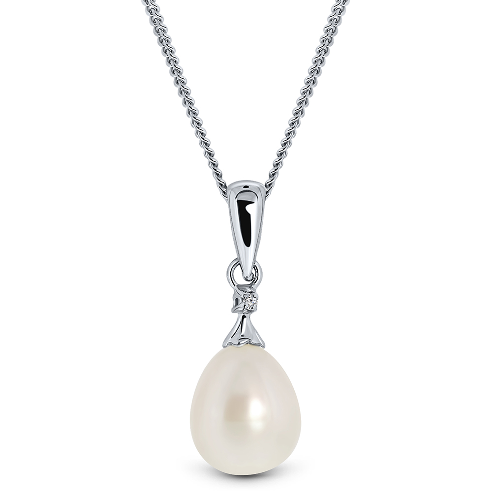 Miore Necklace Collana Oro Bianco Perla Coltivata 9KT