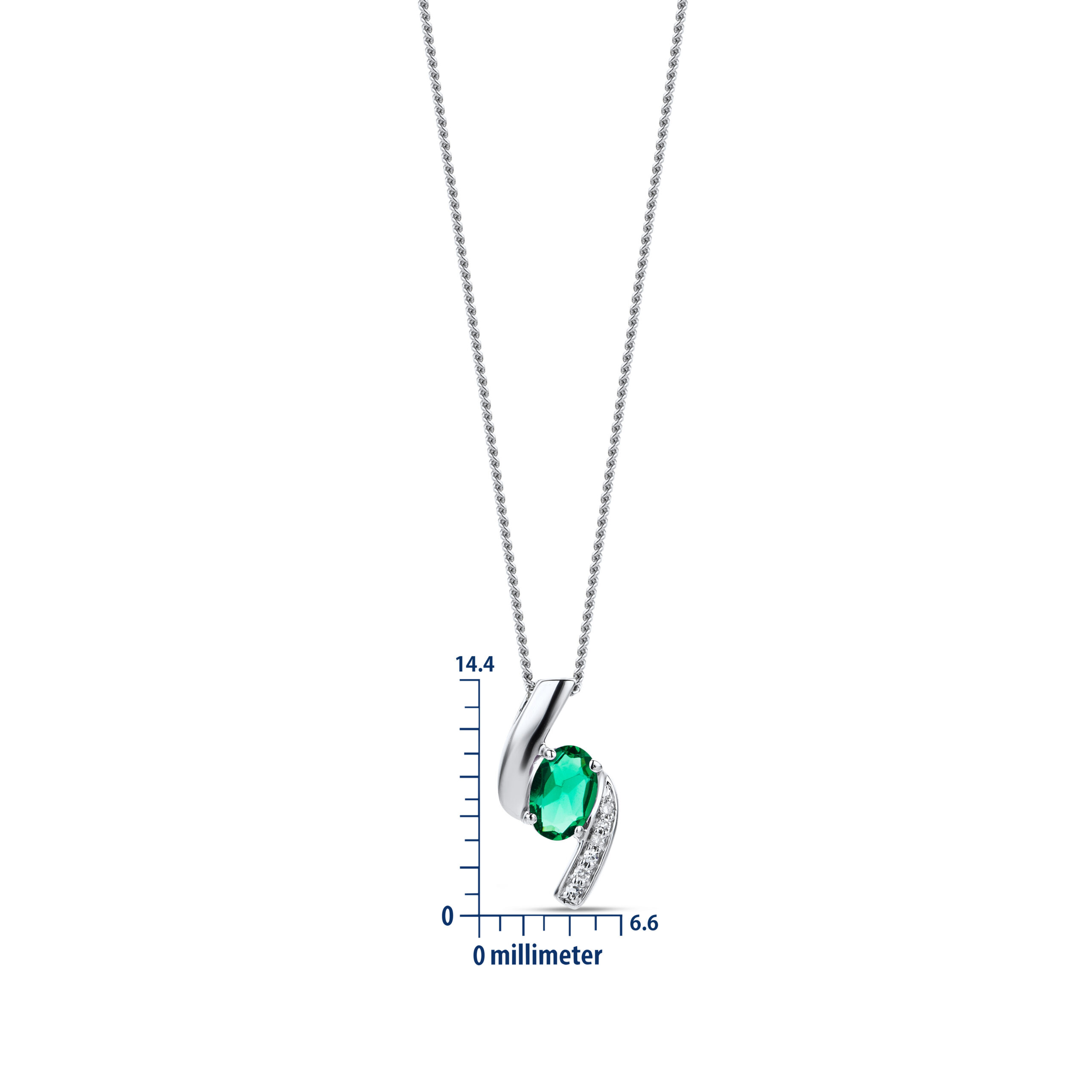 Miore Collana Oro Bianco 9KT Smeraldo Creato
