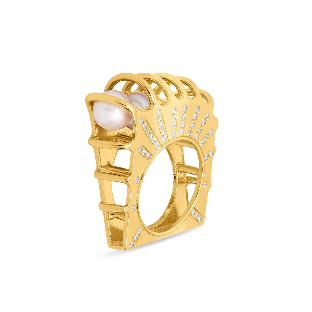 Giulia Iosco Cage Ring anello oro diamanti