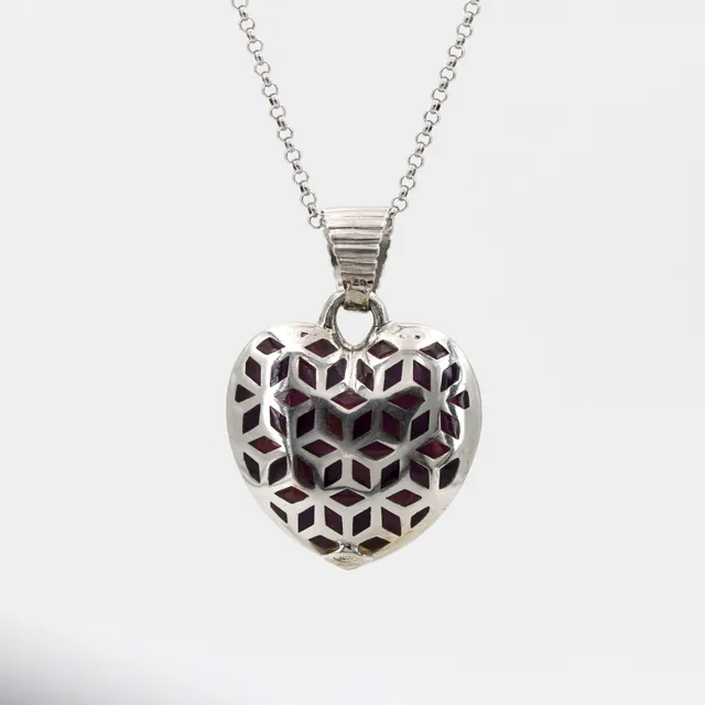 Anna Gioielli Pendenti Ciondolo Cuore Argento Smalto Bordeaux