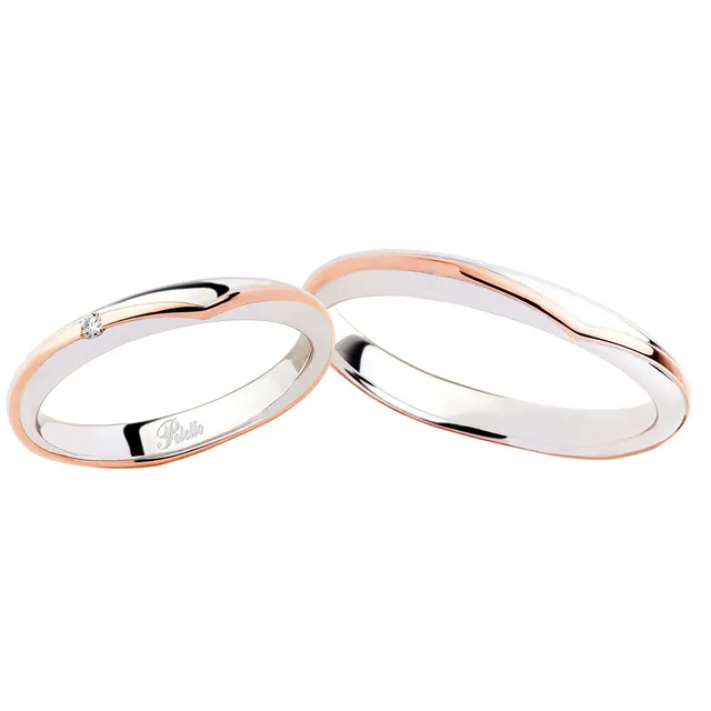 Polello Cuori Fedi Rosa anello in oro rosa