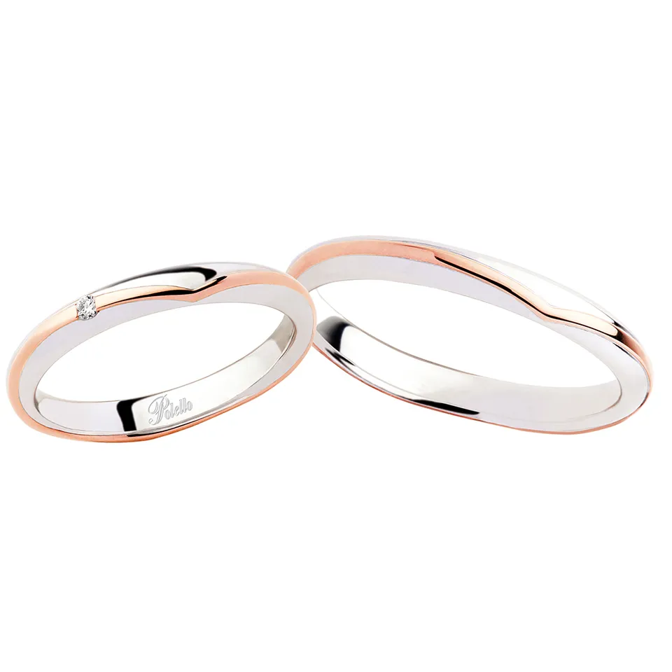 Polello Cuori Fedi Rosa anello in oro rosa