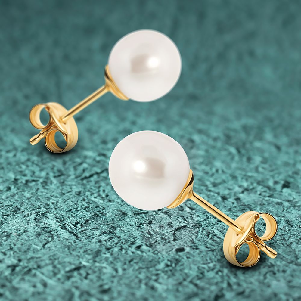 Miore Orecchini Oro Giallo 18Kt Perla d'Acqua Dolce