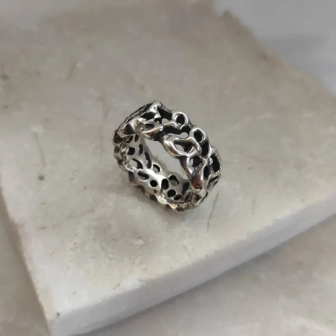 Anna Gioielli Marte Anello fascia argento 925 crateri 8,30 g