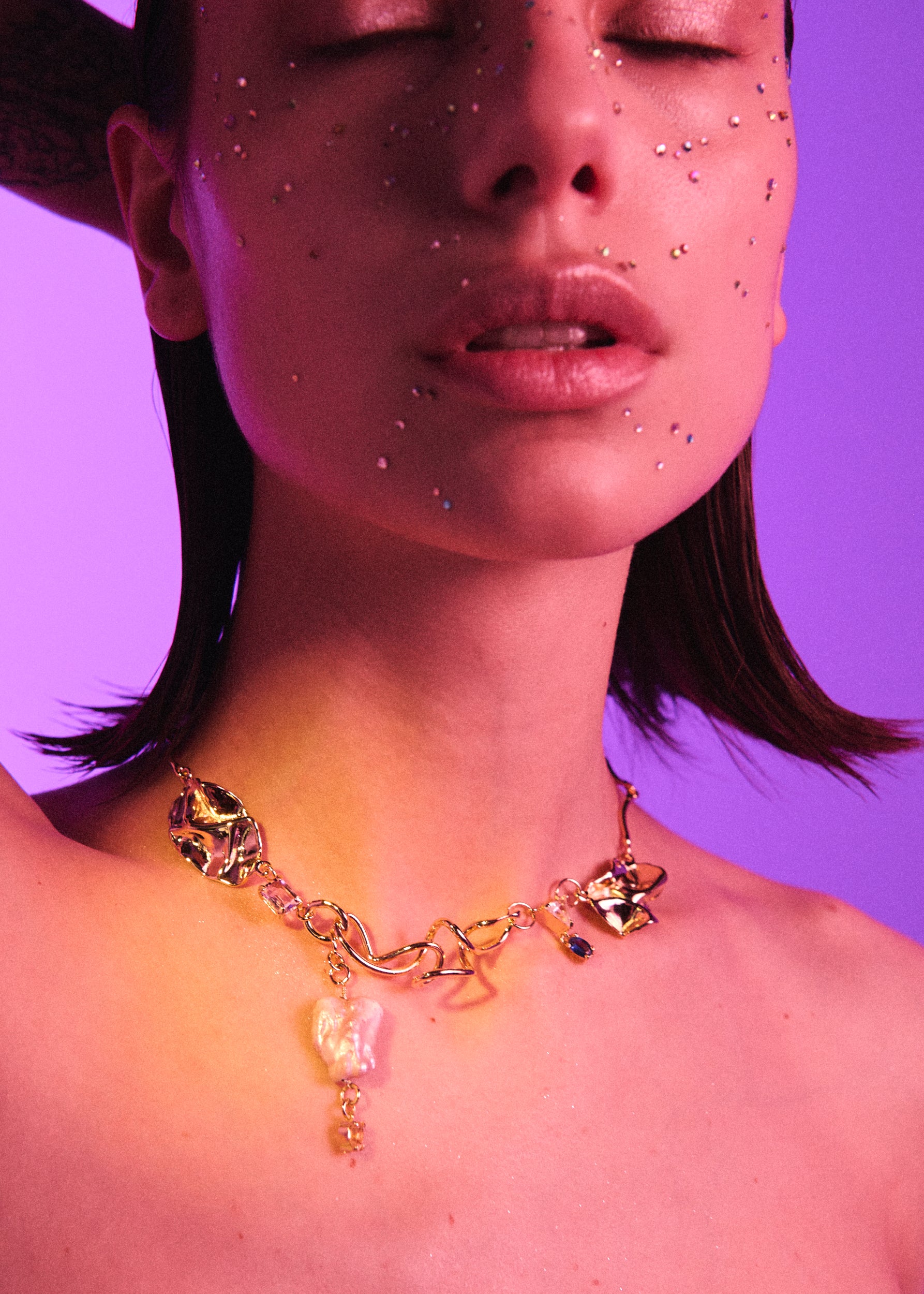 Voodoo Jewels Bold Shapes Eldorado collana dorata perla