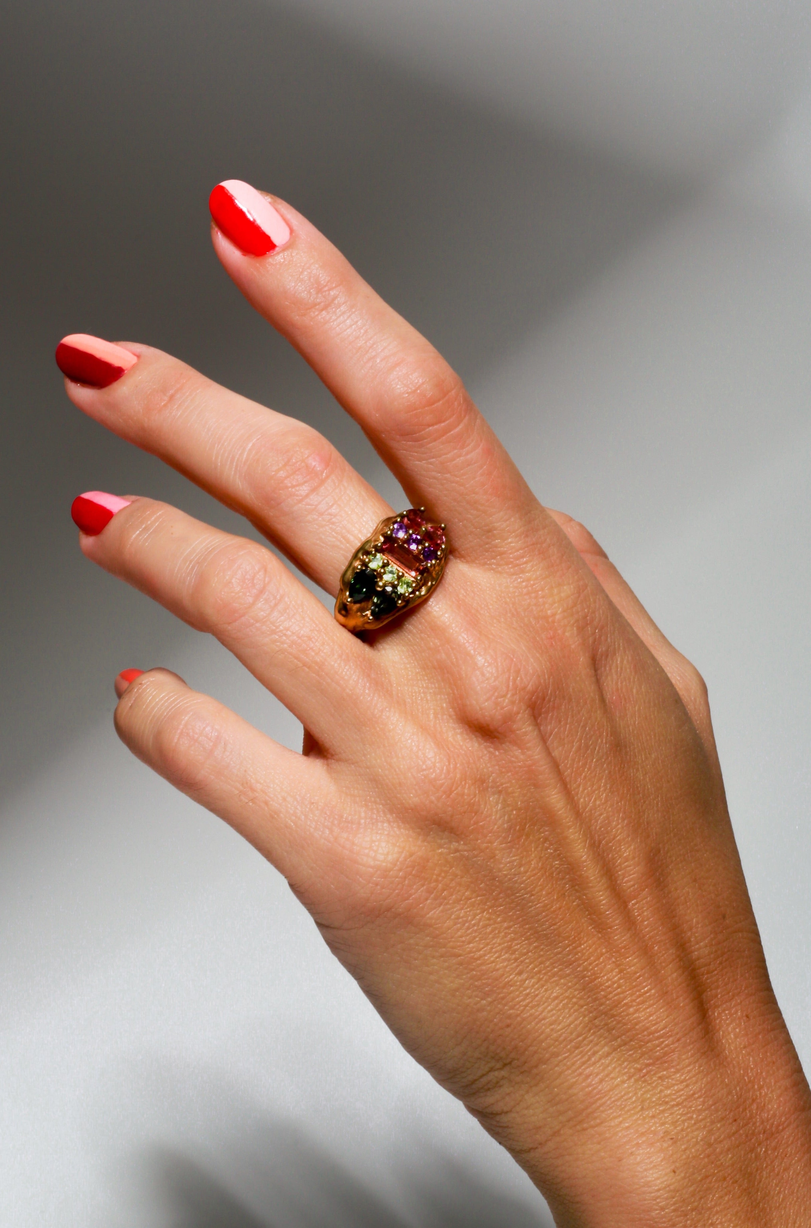 Voodoo Jewels Bold Shapes Aida Ring anello tormaline dorato