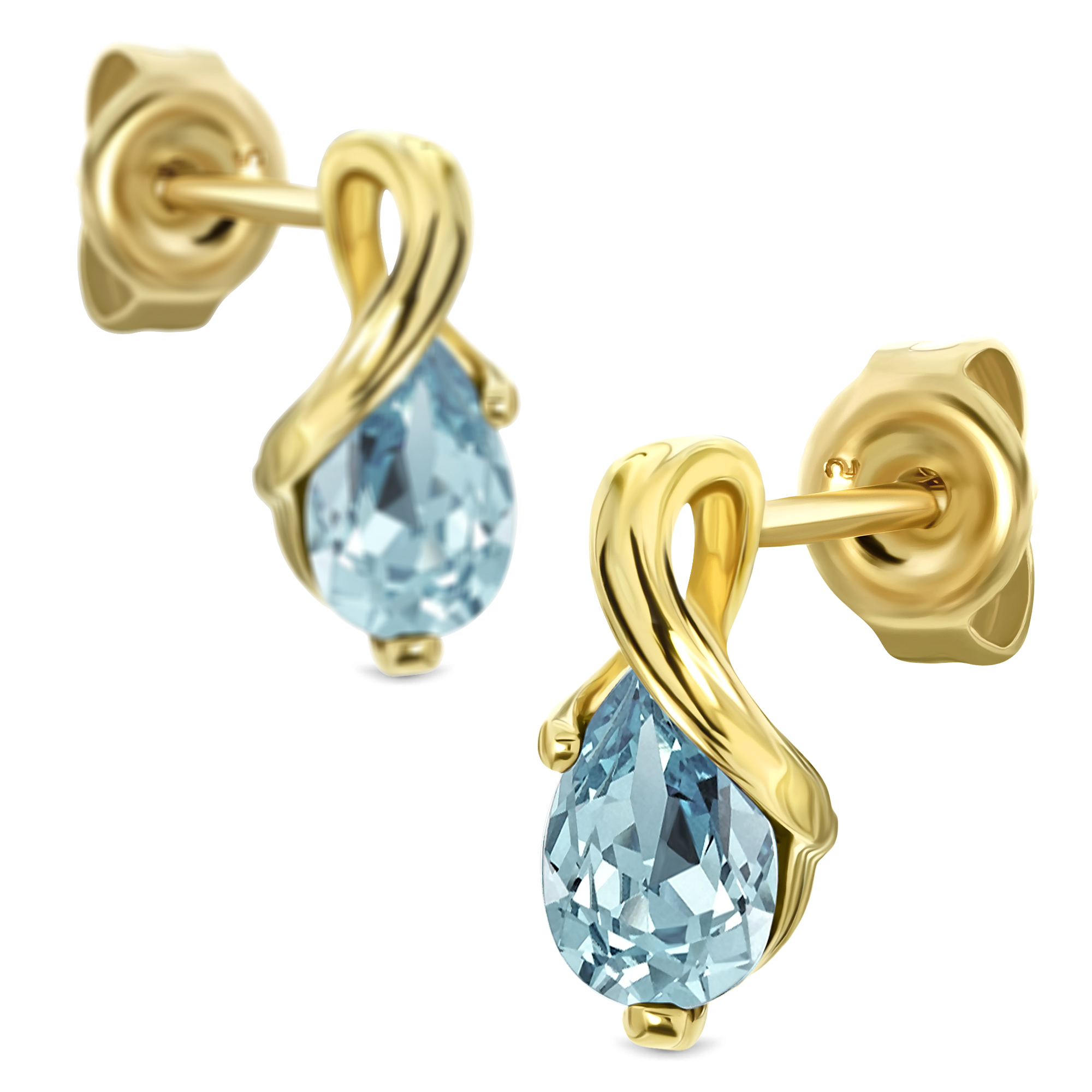 Miore Earrings orecchini oro giallo 9kt topazio blu