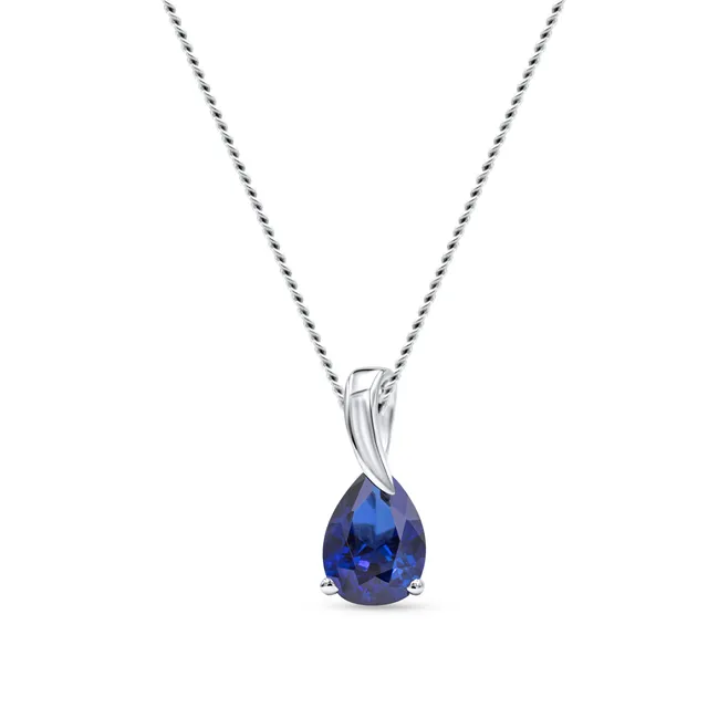 Miore Collana Oro Bianco 9kt Zaffiro Creato