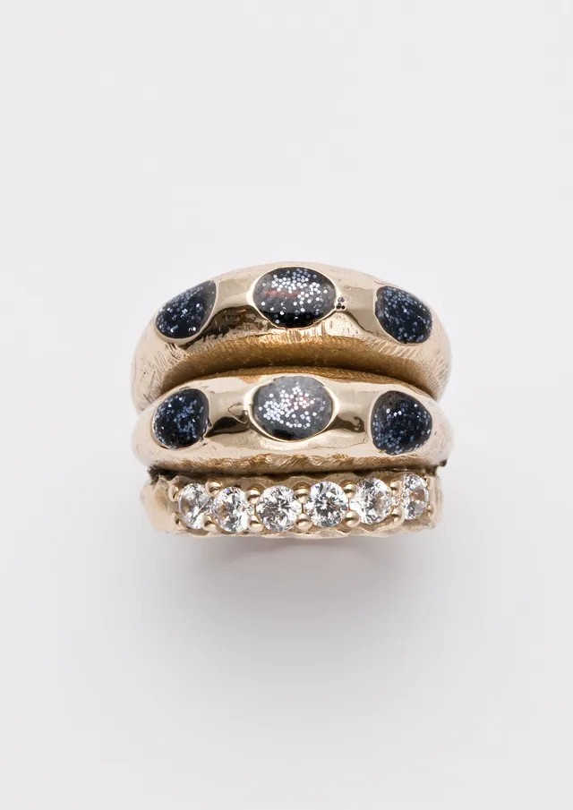 Voodoo Jewels Bold Shapes Achle anello oro pietre taglia M