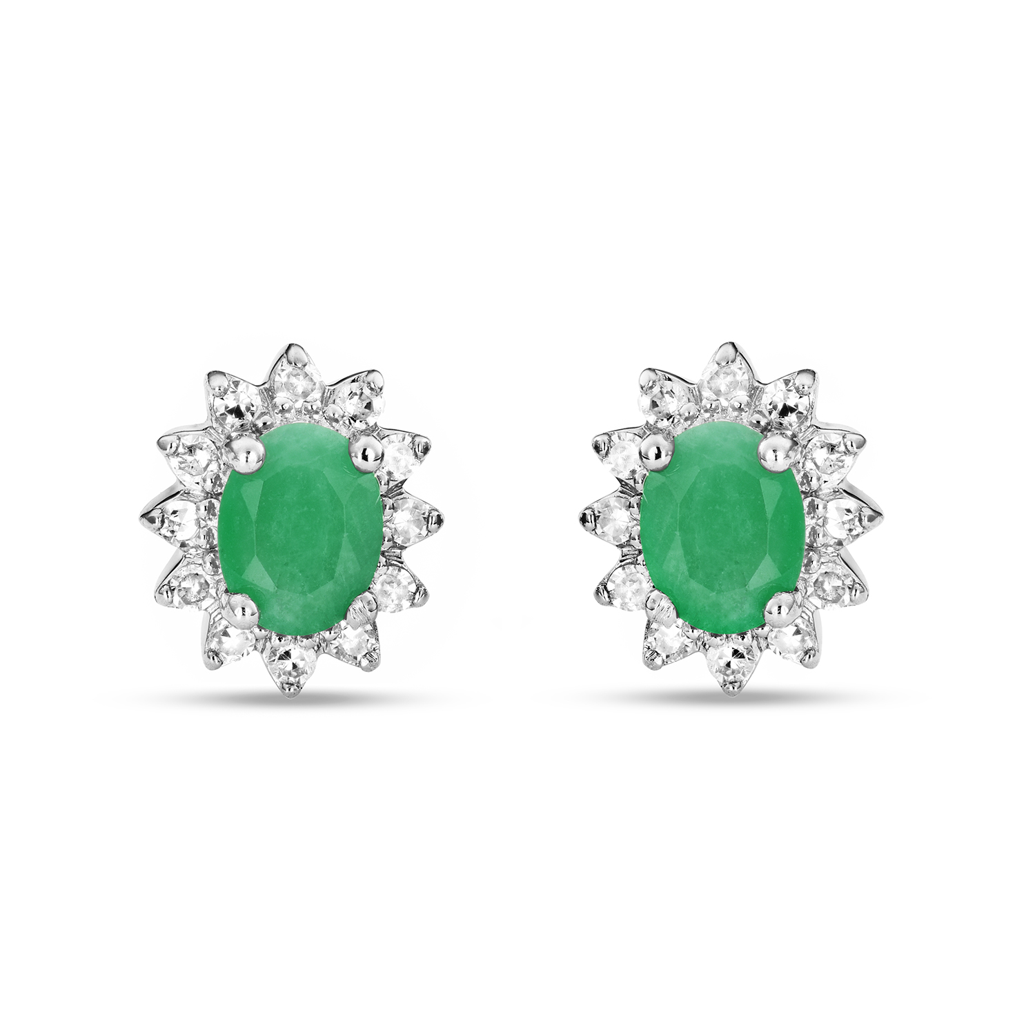 Miore Orecchini Oro Bianco 9Kt Smeraldo